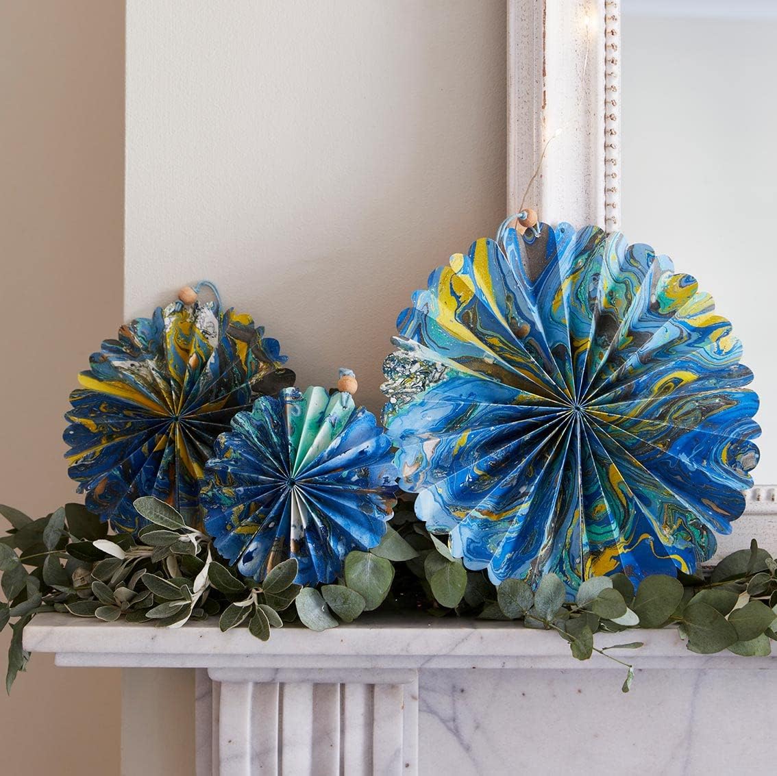 Talking Tables Fan Decorations Marble Pack of 3