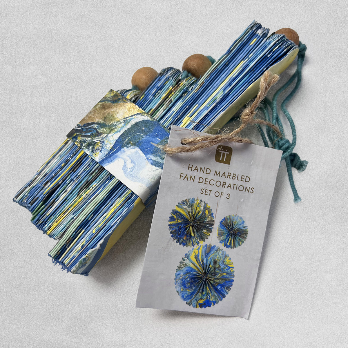 Talking Tables Fan Decorations Marble Pack of 3