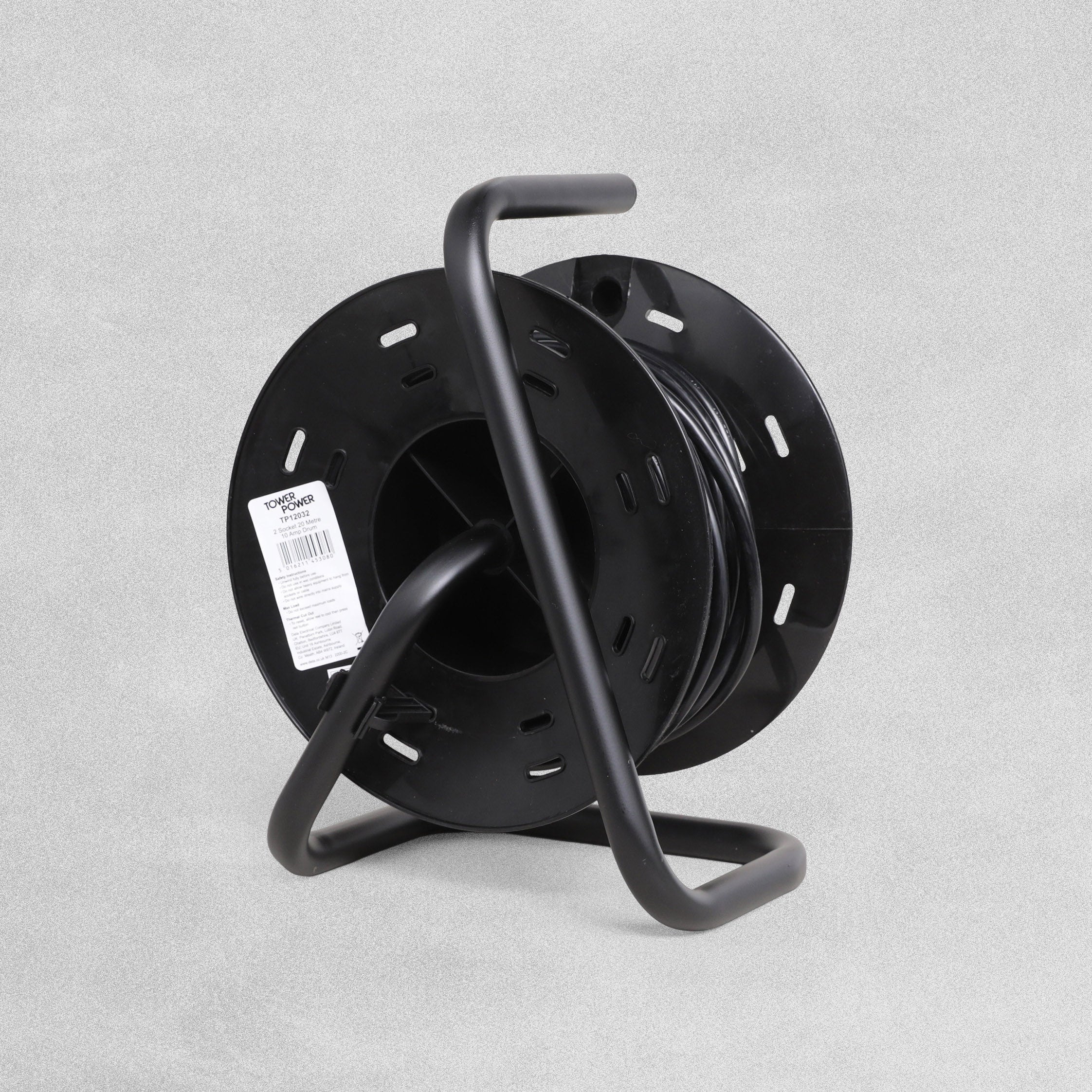 Tower Power Extension Cable Reel 2 Socket  10Amp 20 Metre with Thermal Safety Cut Out