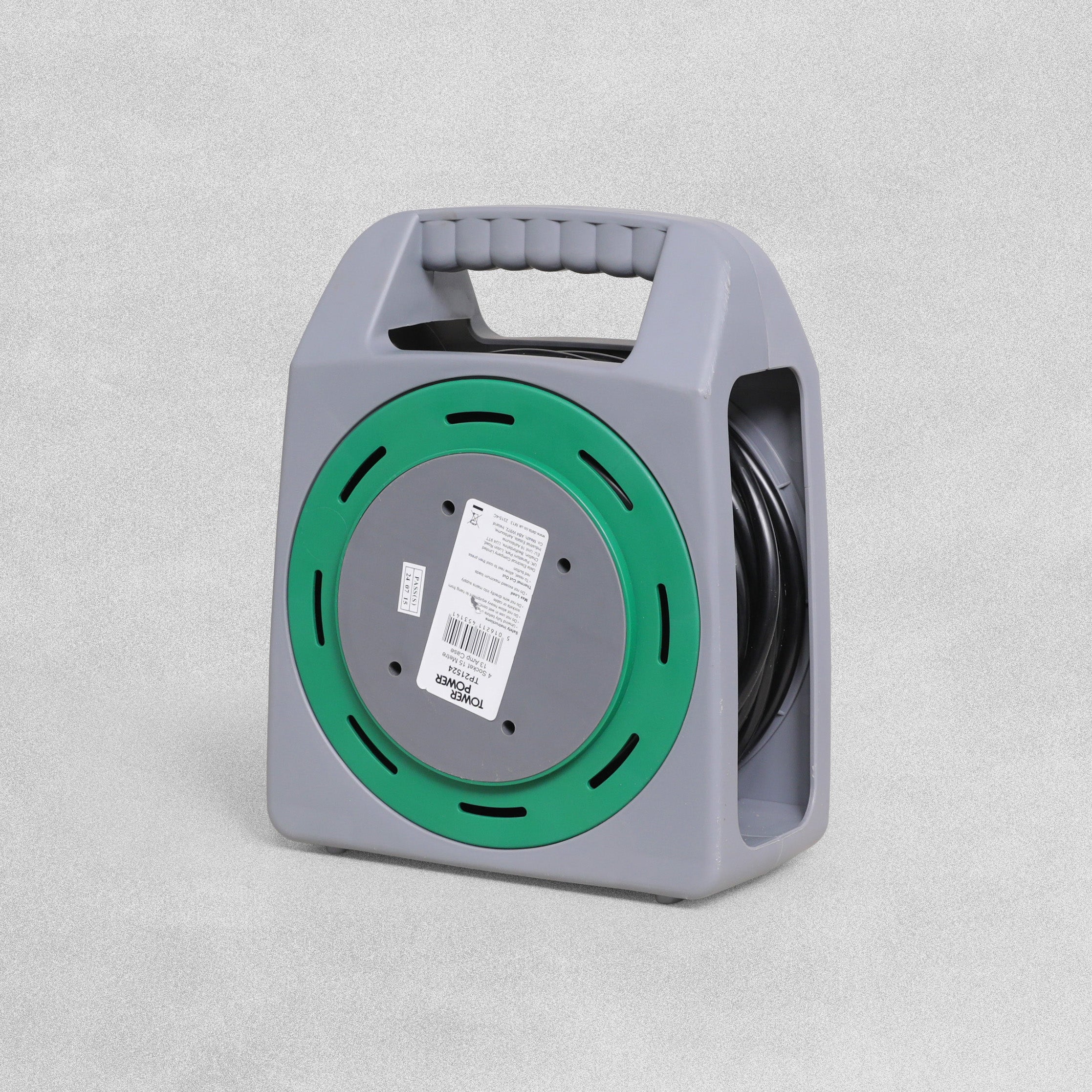 Tower Power 4 Socket  13 Amp Cable Reel Case  with Thermal Safety Cut Out