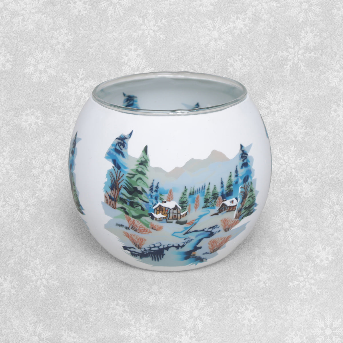 Christmas Scenes Glass Tealight Candle Holders - Various designs