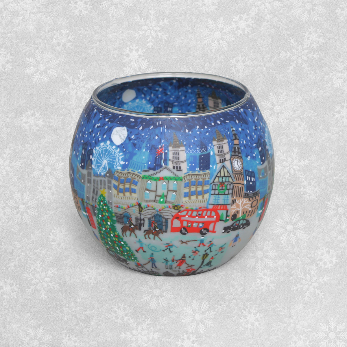 Christmas Scenes Glass Tealight Candle Holders - Various designs