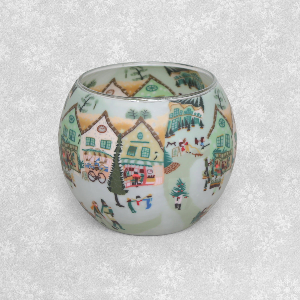 Christmas Scenes Glass Tealight Candle Holders - Various designs