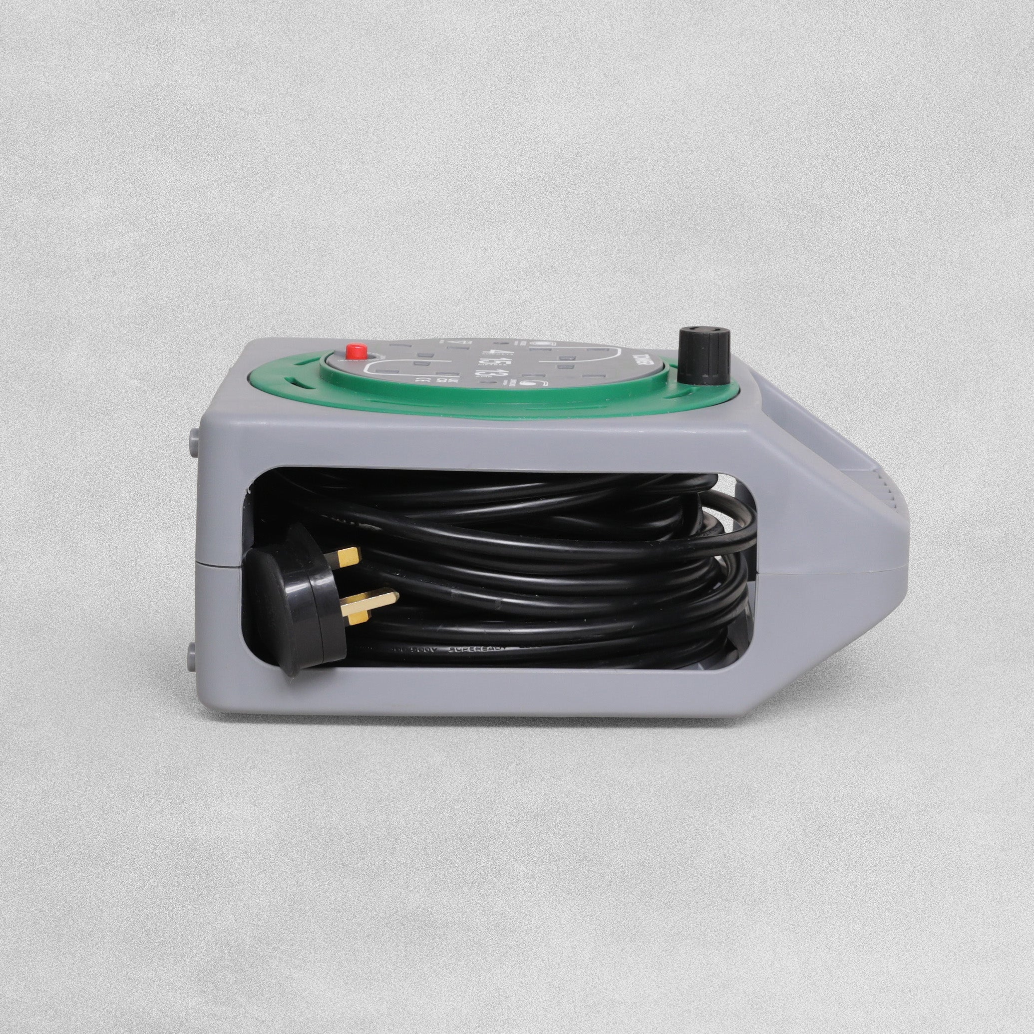 Tower Power 4 Socket  13 Amp Cable Reel Case  with Thermal Safety Cut Out