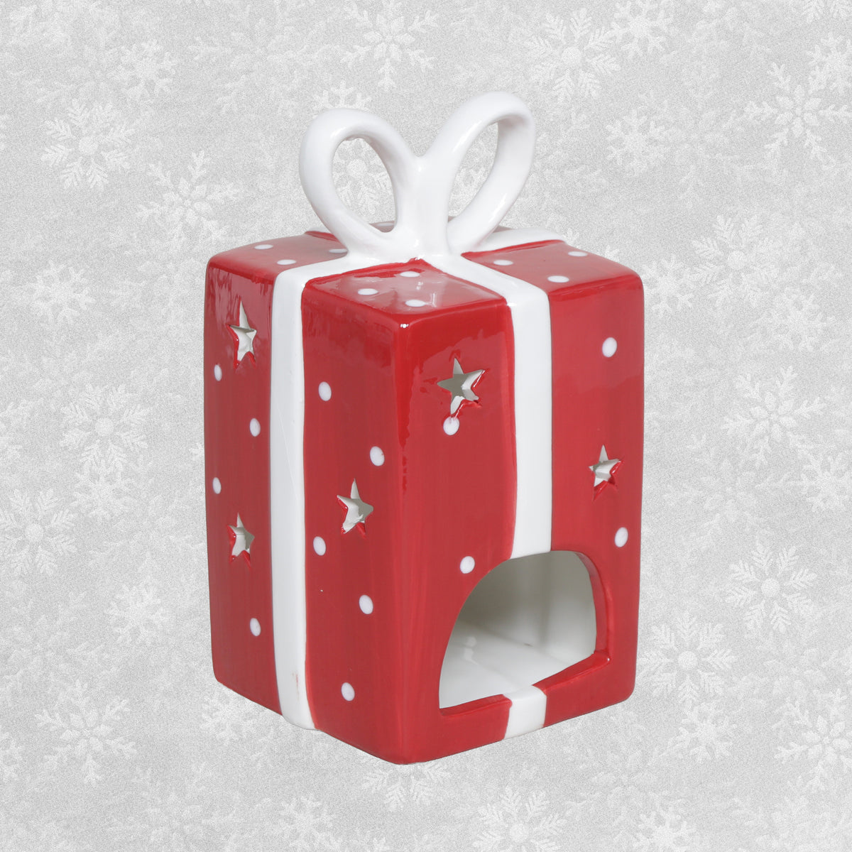 Ceramic Christmas Present Tealight Holder