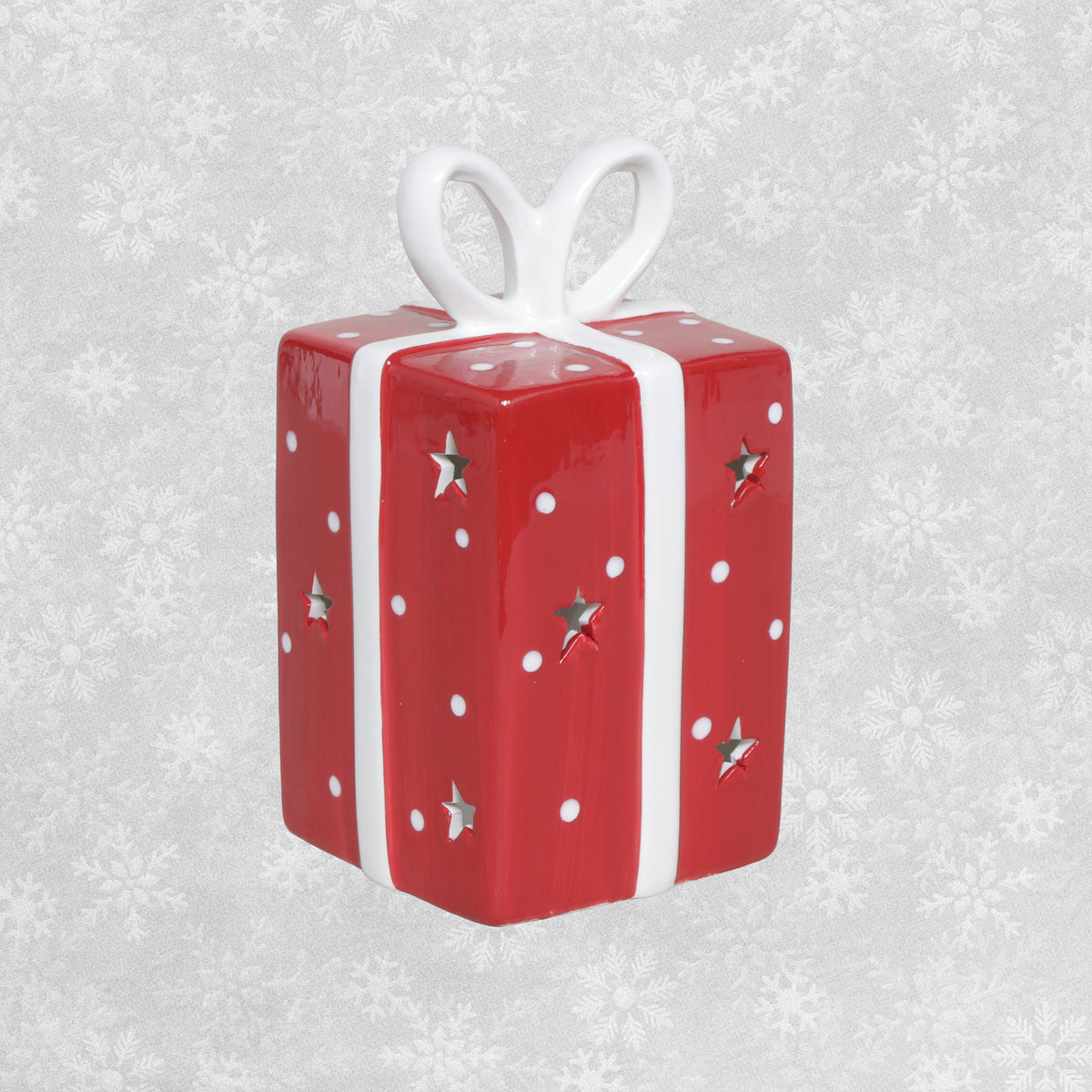 Ceramic Christmas Present Tealight Holder