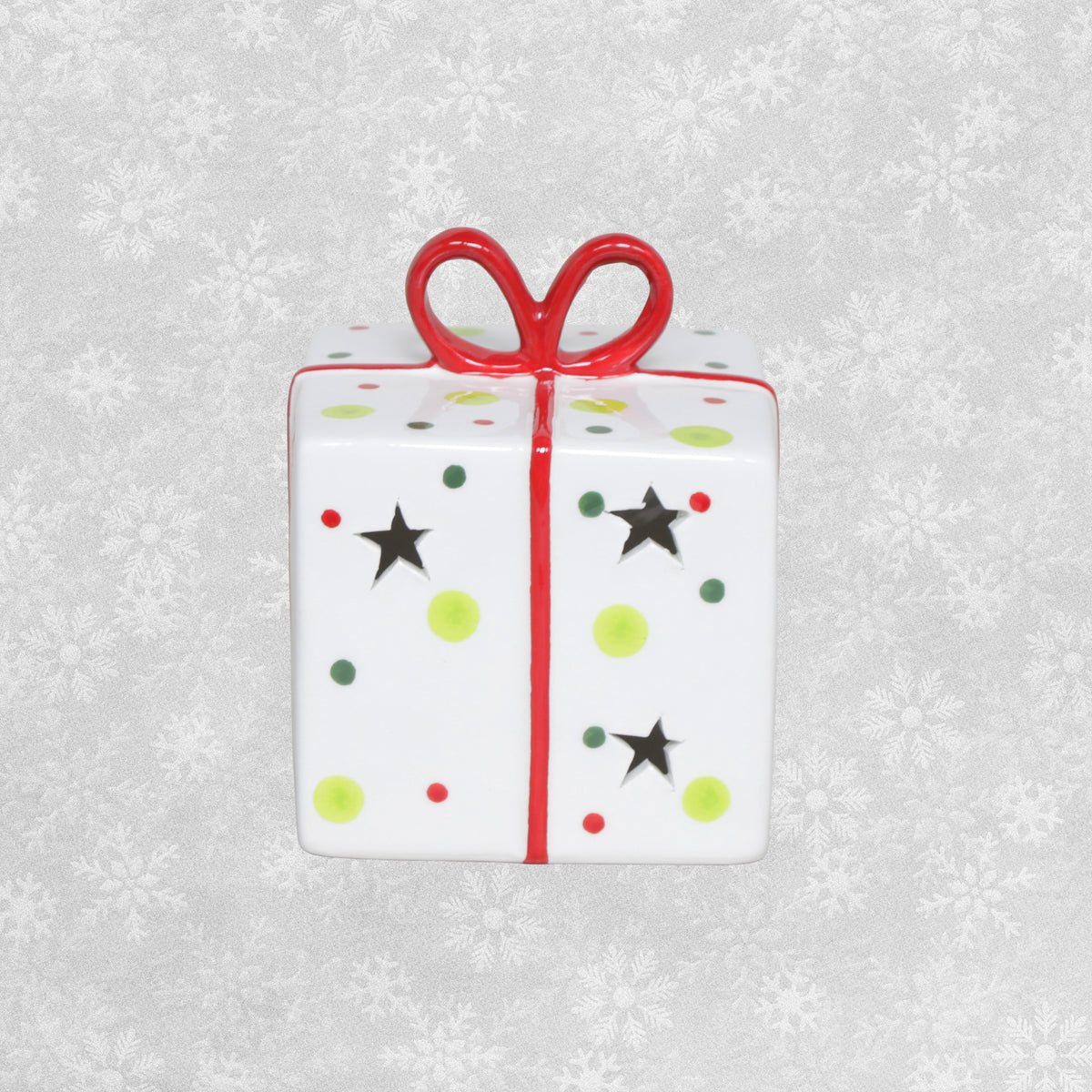 Ceramic Christmas Present LED Light Up Ornament