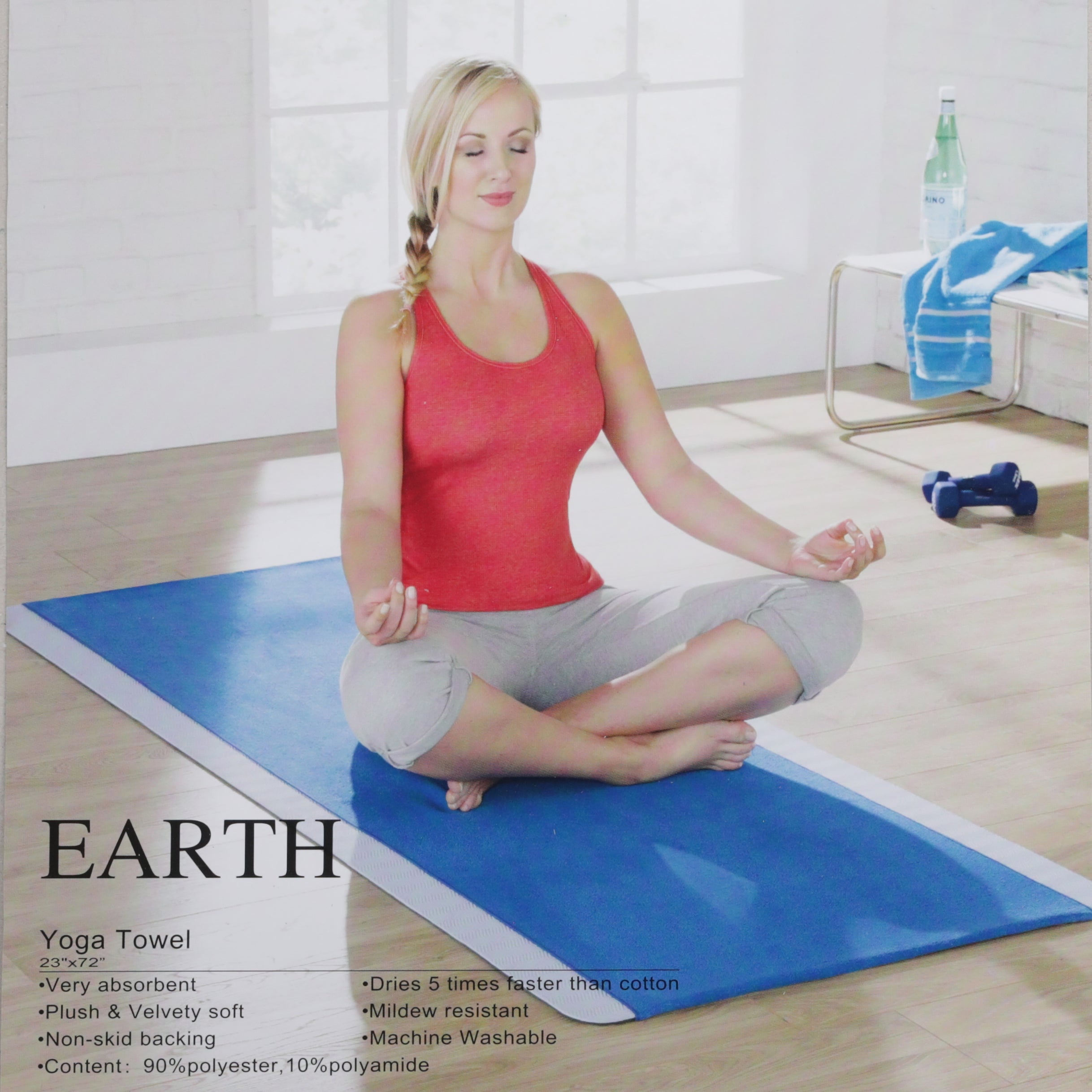 Earth Yoga Towel Blue 23"x72"  various colours