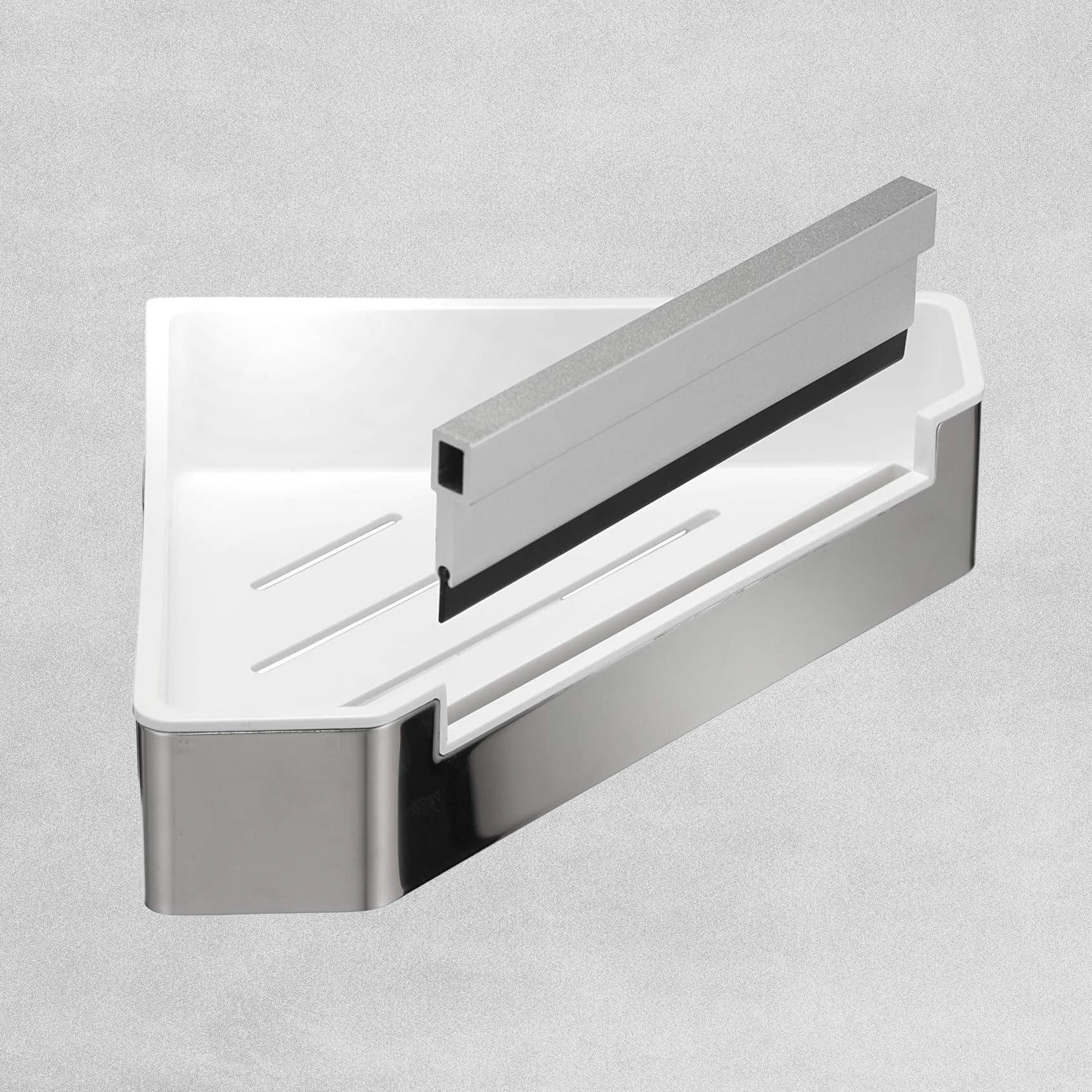 Croydex Corner Shower Shelf with Wiper Blade - White