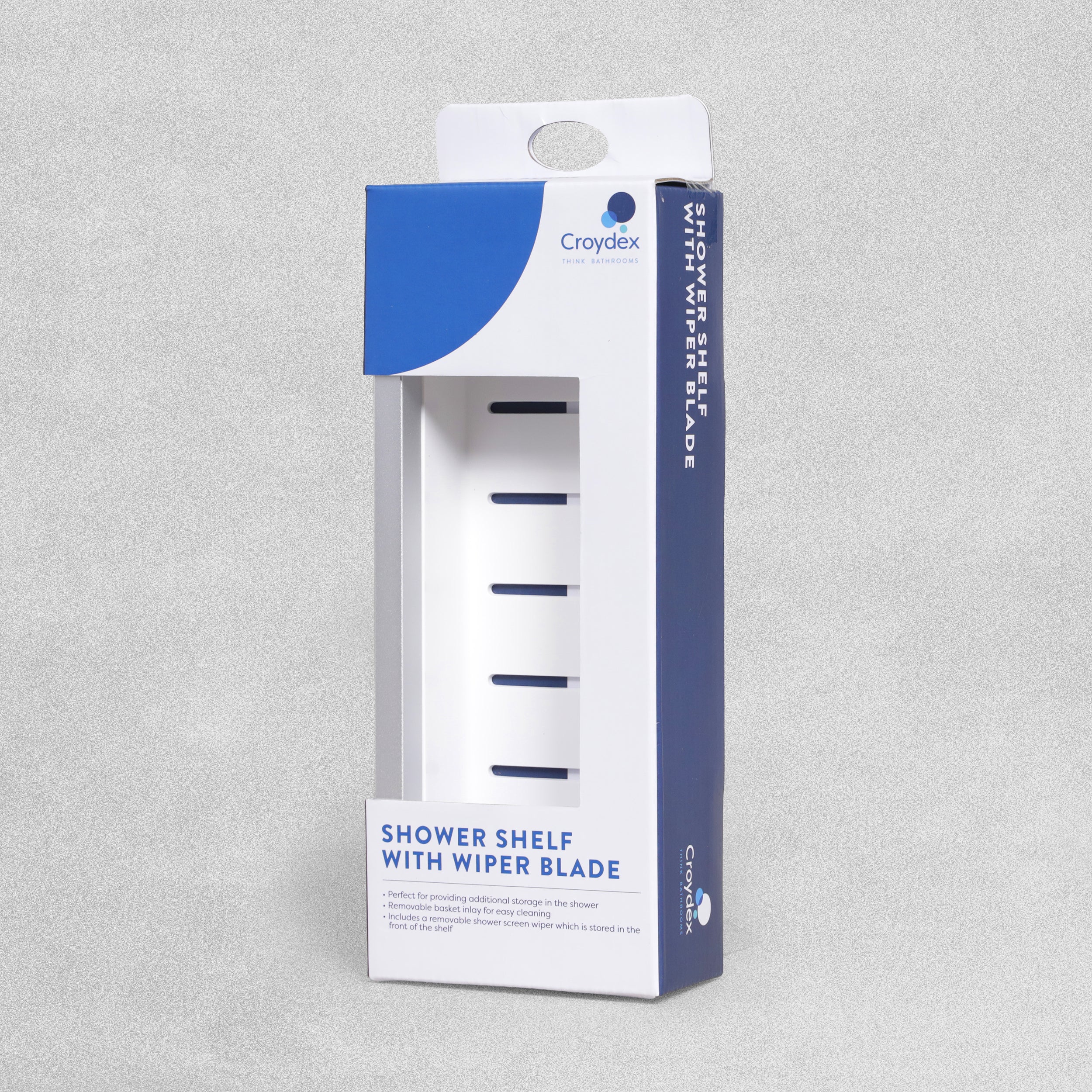 Croydex Shower Shelf with Wiper Blade - White