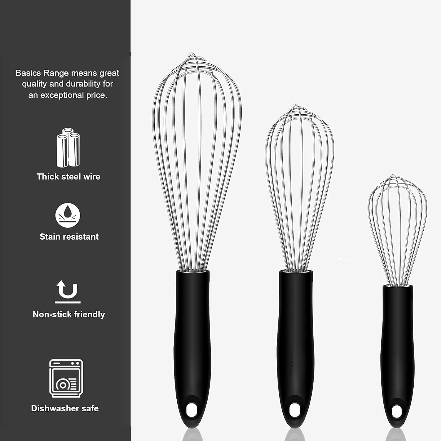 Stainless Steel Whisks - 3pcs