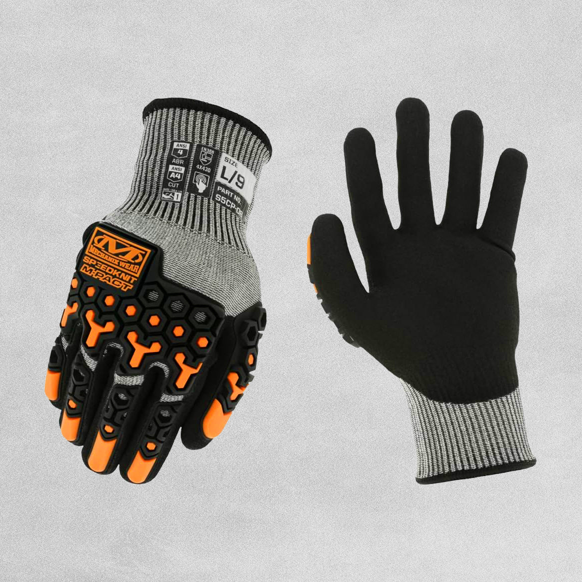 Mechanix Wear SpeedKnit M-Pact Grey HPPE/Nitrile Work Gloves - ANSI A4 Cut Resistance