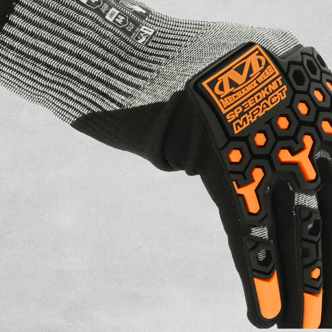 Mechanix Wear SpeedKnit M-Pact Grey HPPE/Nitrile Work Gloves - ANSI A4 Cut Resistance