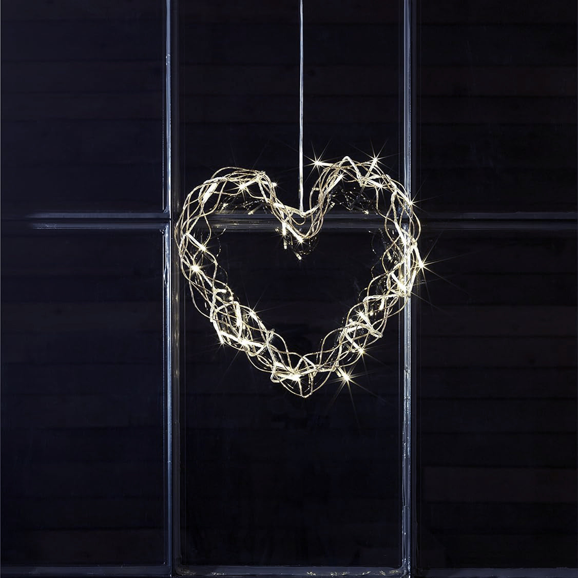 Konstsmide Silver Heart 34cm COOL WHITE