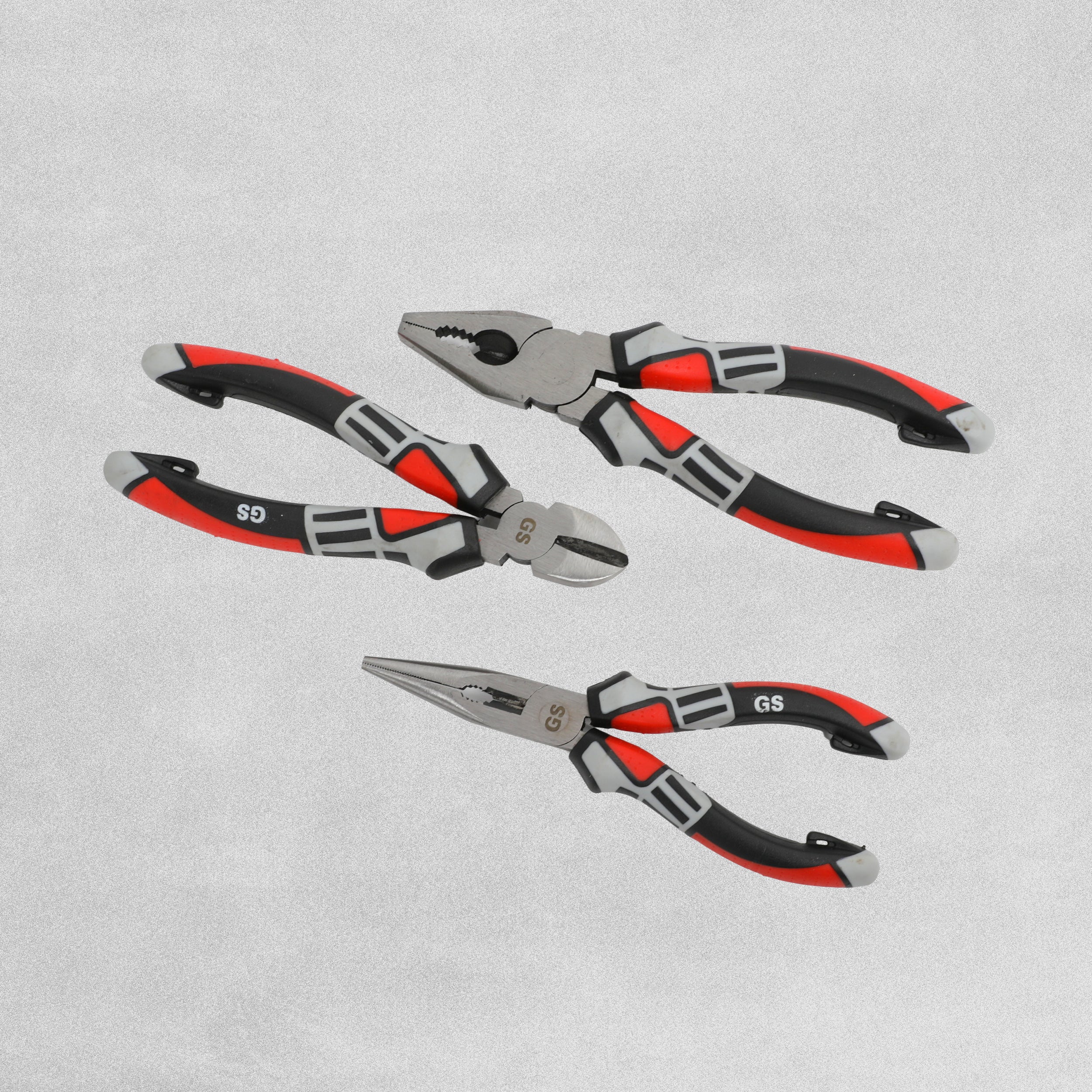 GS Pliers Set 3-piece - Wire Stripper (Stripping Pliers) + Cutting Pliers + Needle Nose Pliers
