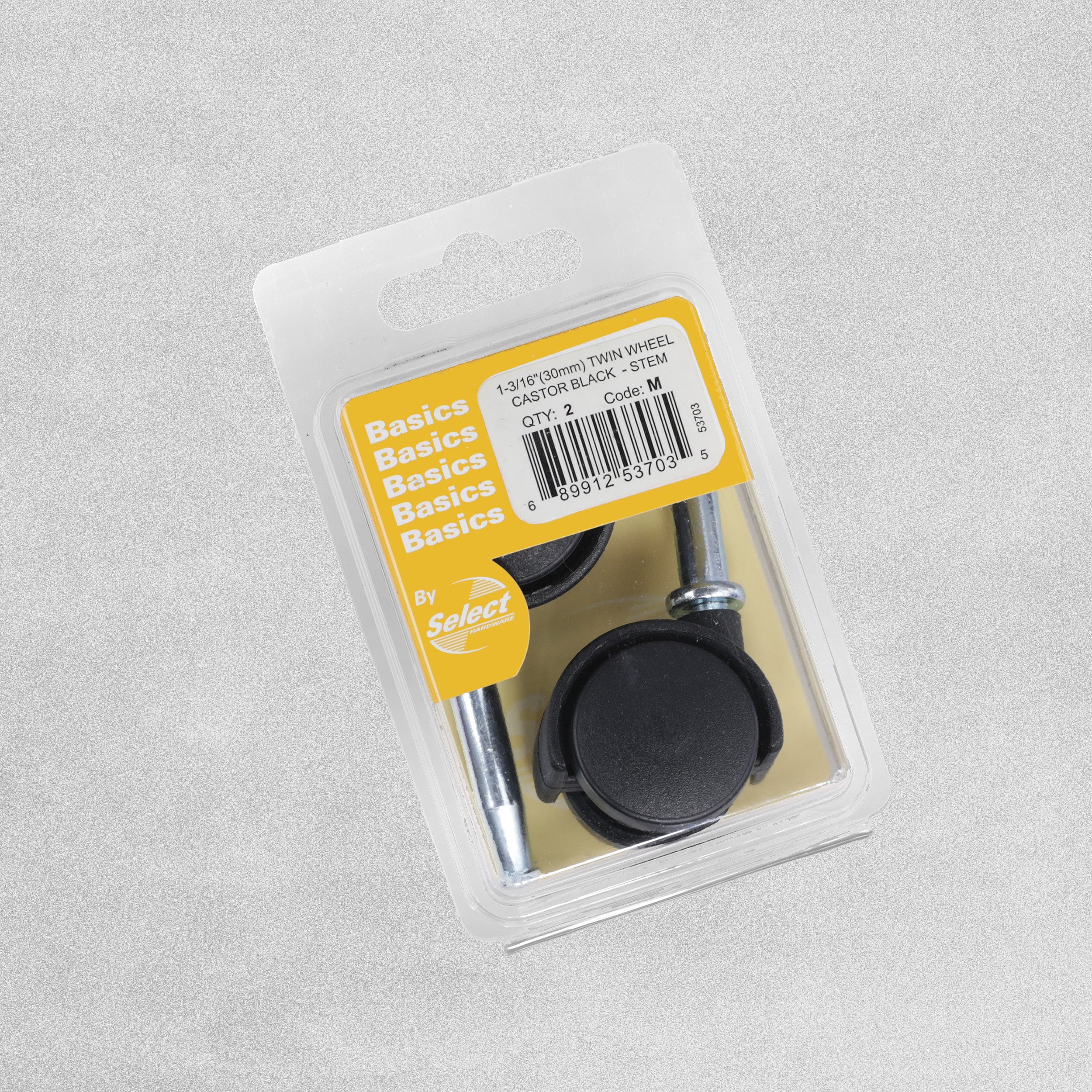 Select Basics Twin Wheel Castor Black - Stem 30mm