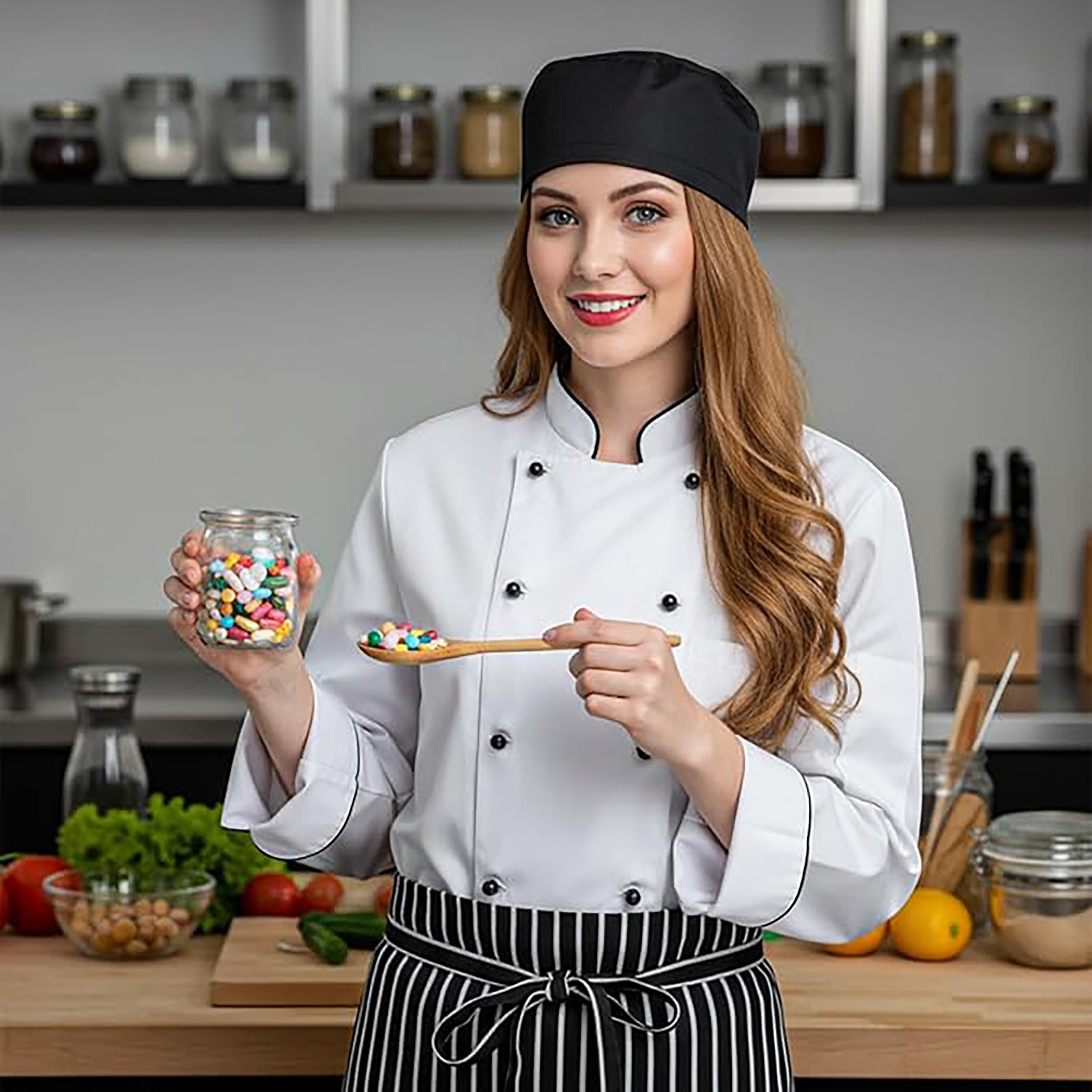 Chefs Skull Cap  Black One Size