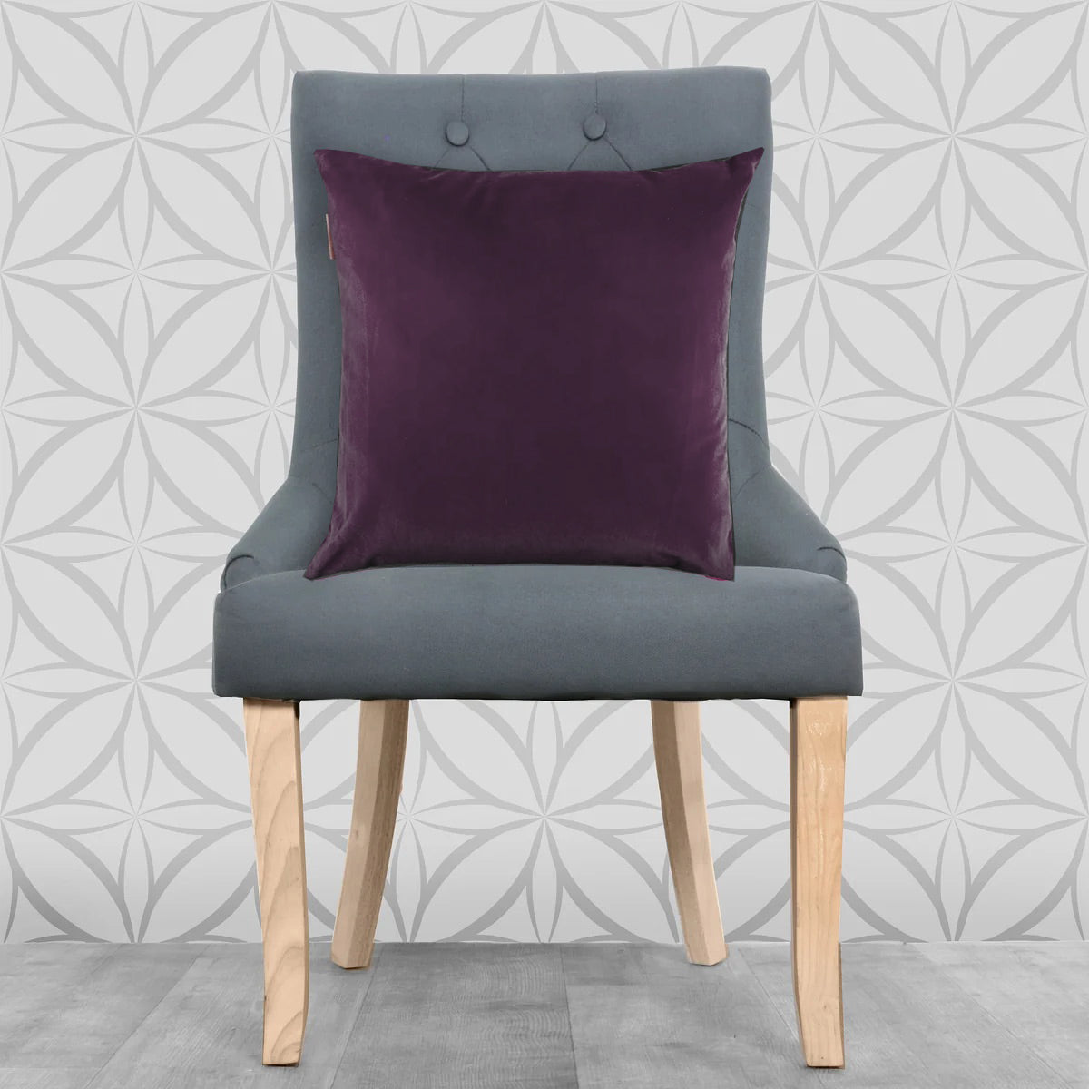 Lisa Pryde Luxury Velvet Cushion with duck feather insert - Aubergine