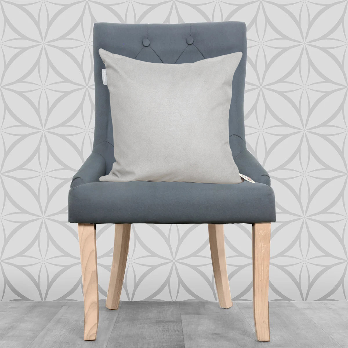 Lisa Pryde Leather Effect Cushion with Duck Feather Insert - Stone Grey