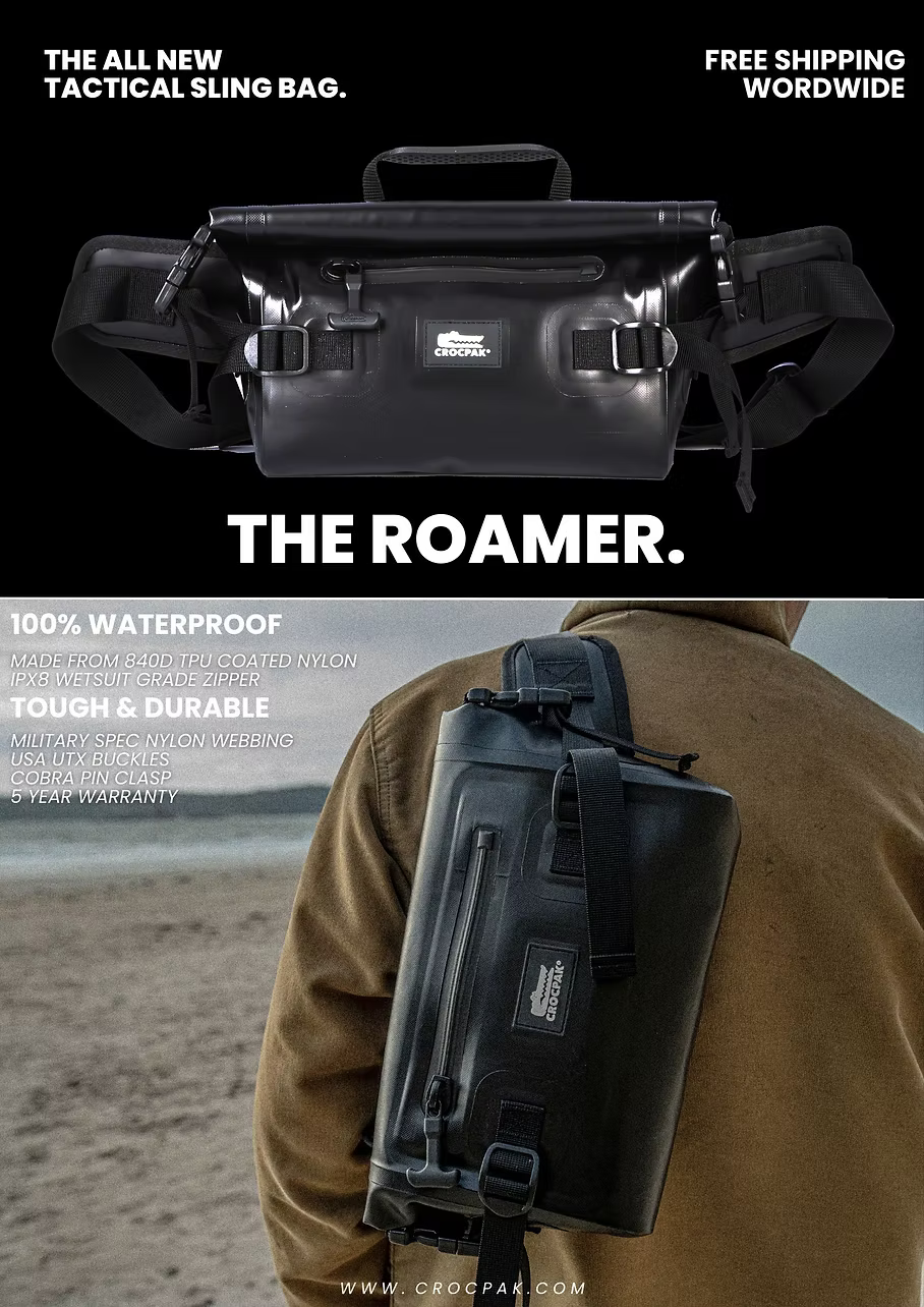 Crocpak Black Roamer Tactical Sling Pouch - Protective Waterproof Bag