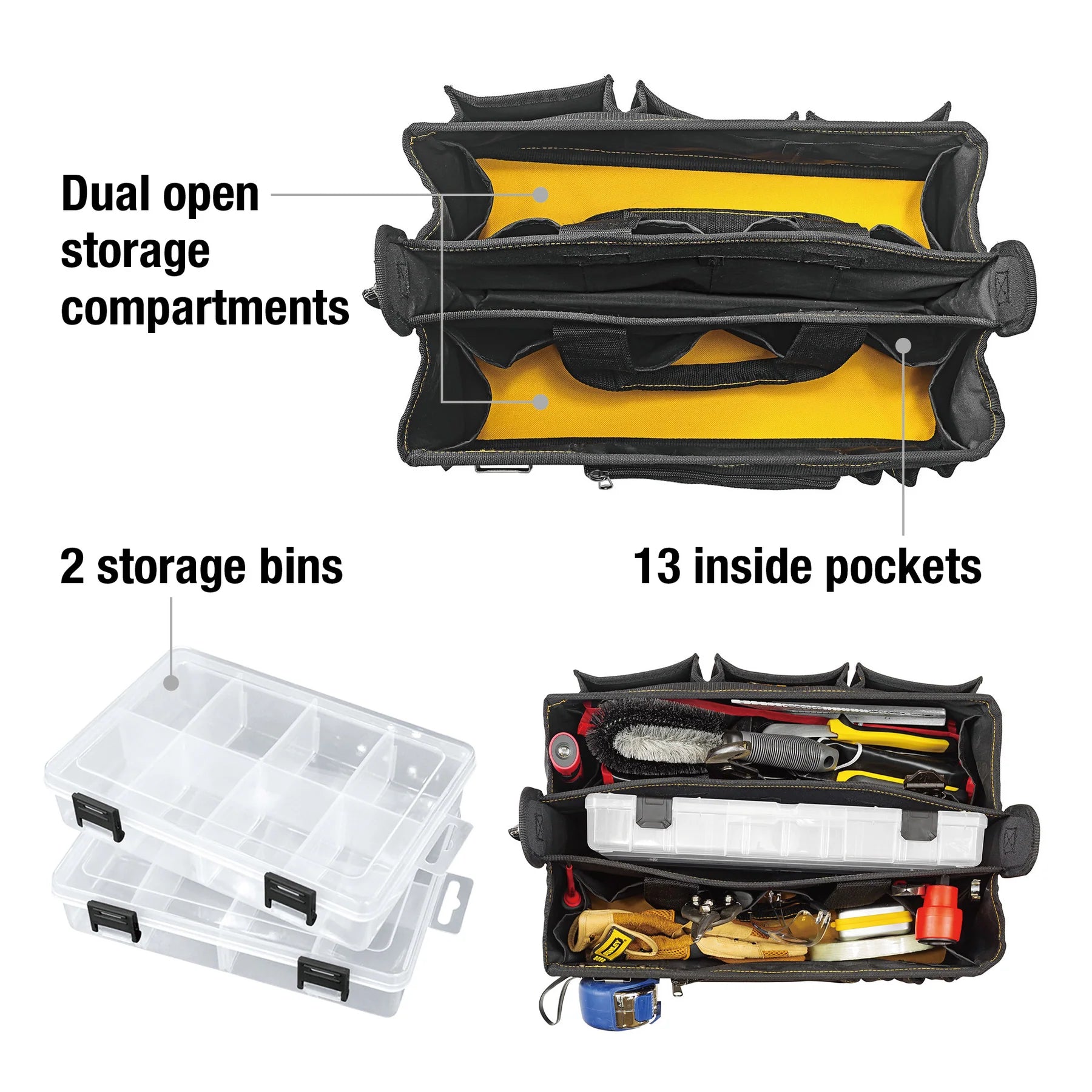Caterpillar - 17" Tech Tool Tote Bag with Storage Cases