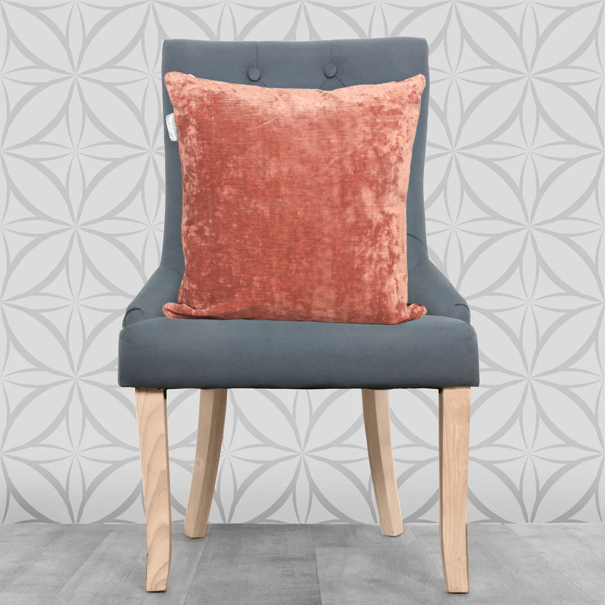 Lisa Pryde Luxury Crushed Velvet Cushion with duck feather insert - Coral