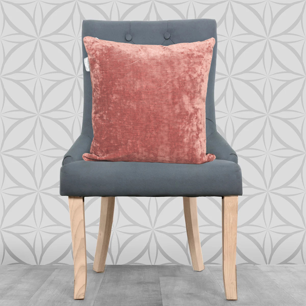Lisa Pryde Luxury Crushed Velvet Cushion with Duck Feather Insert - Coral
