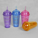 Double Wall Plastic Tumbler with Domed Lid and Straw