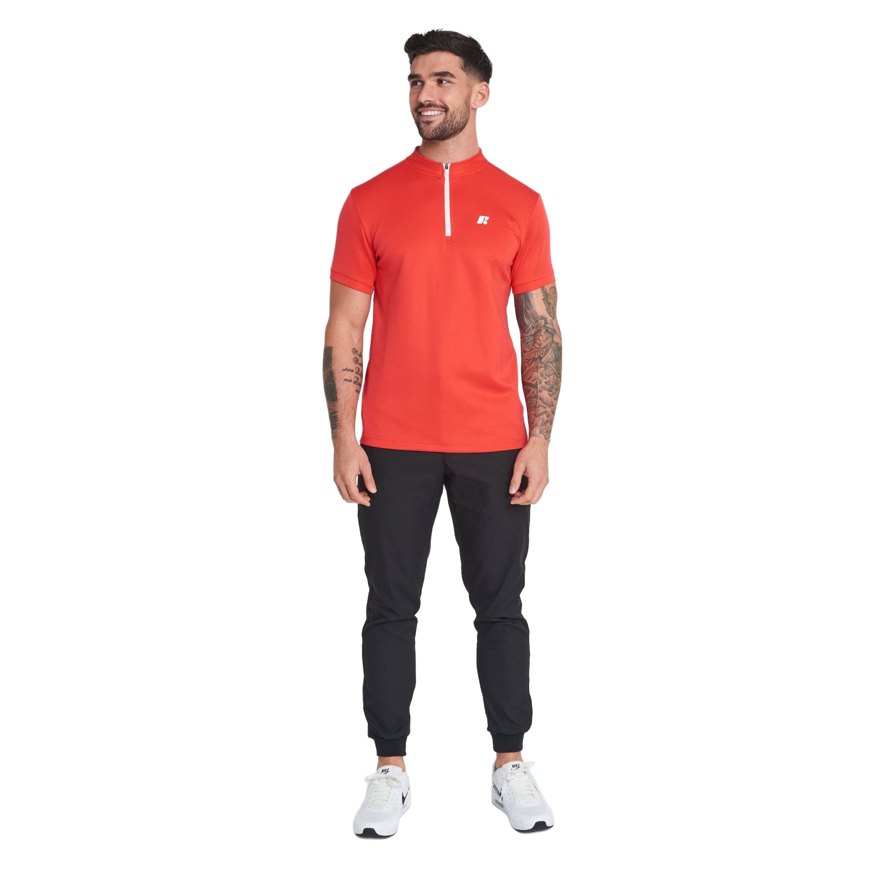 Men's Short Sleeve Mid-Collar Zip Up Sport Shirt FP3