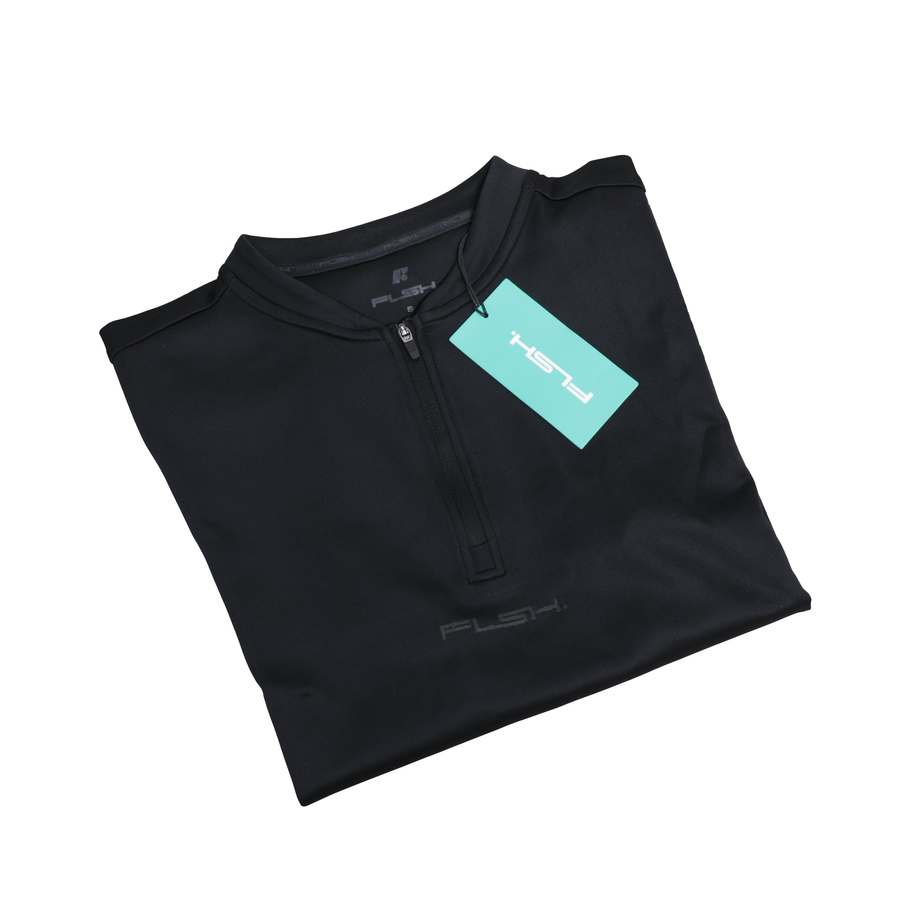 Men's Short Sleeve Low-Collar Zip Up Sport Shirt - Black