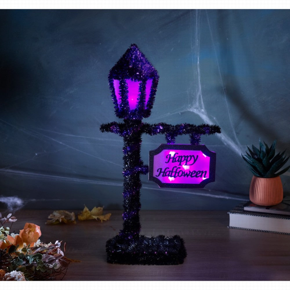 Halloween Tinsel Glowing Lamp Post - 44cm tall