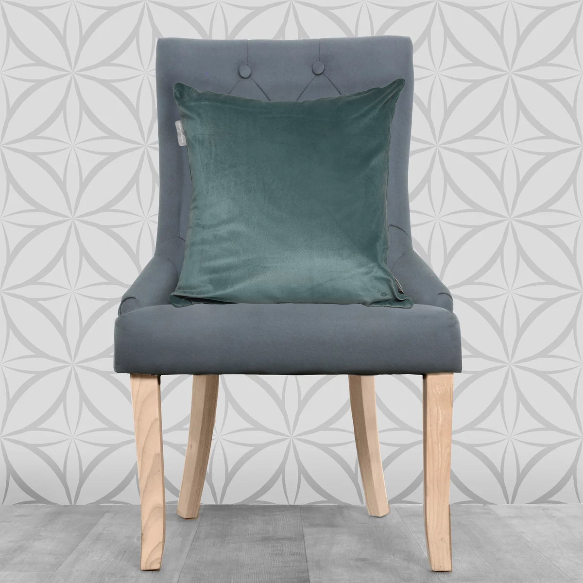 Lisa Pryde Luxury Velvet Cushion with Duck Feather Insert - Dusty Blue