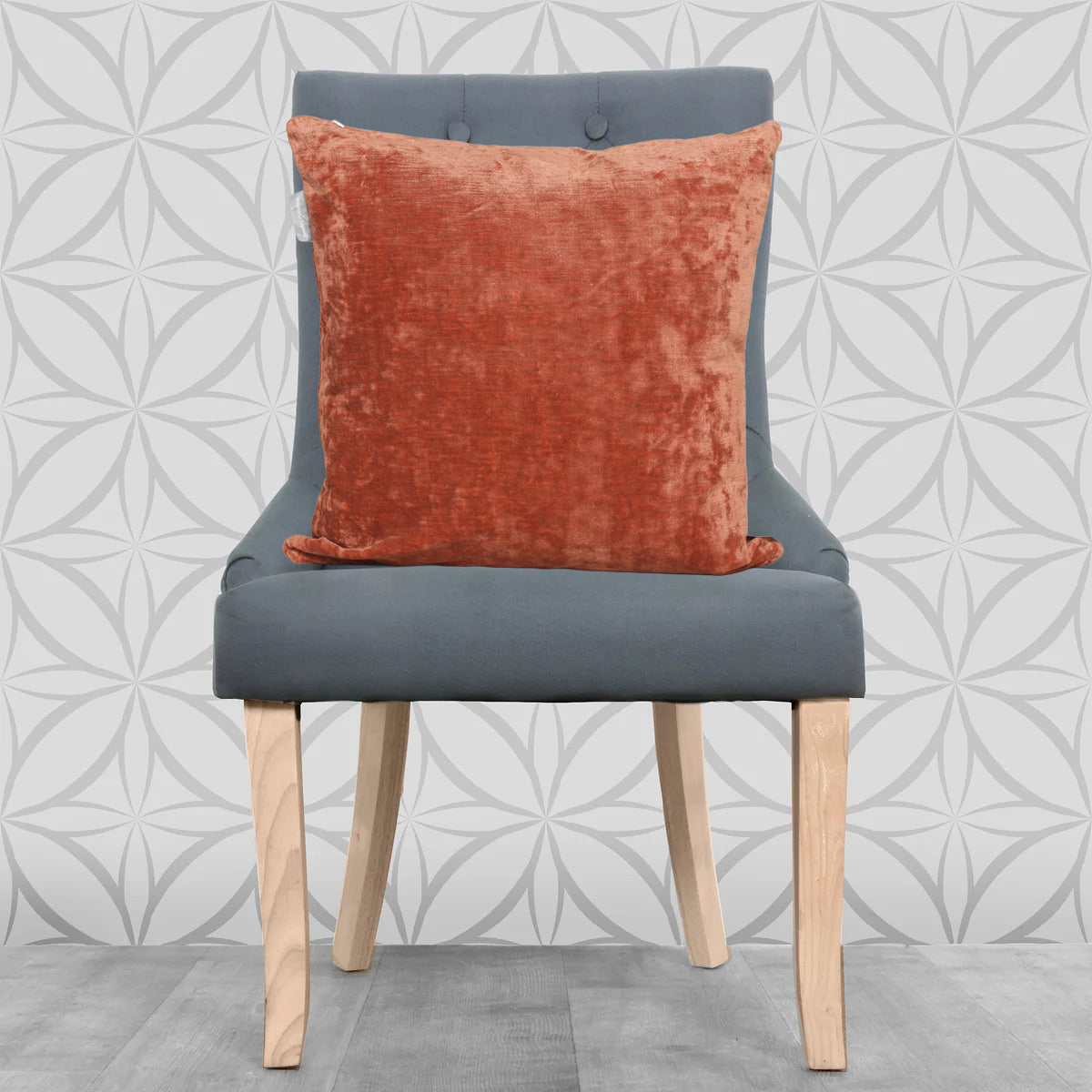 Lisa Pryde Luxury Crushed Velvet Cushion with duck feather insert - Terracotta