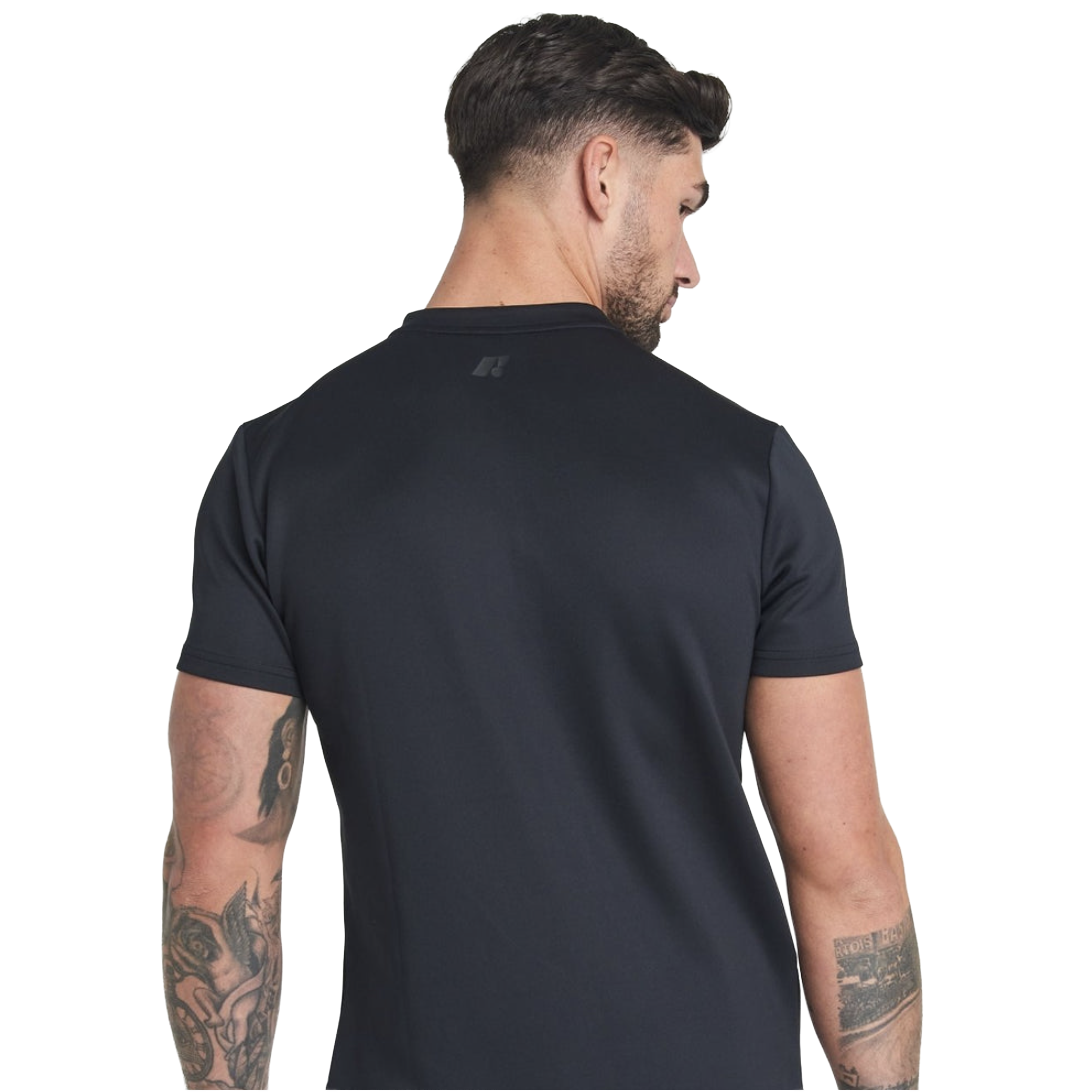Men's Short Sleeve Low-Collar Zip Up Sport Shirt - Black