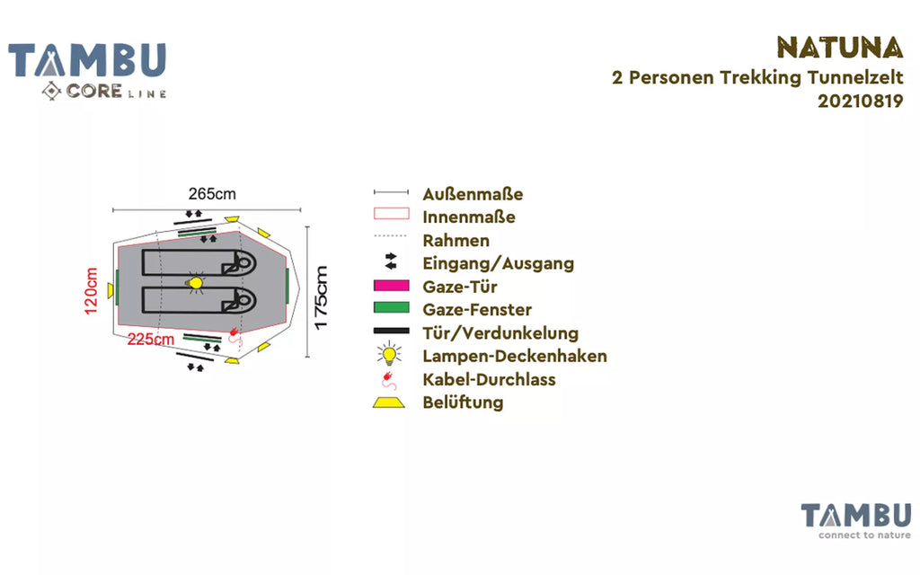 natuna 2 personen trekking tunnelzelt Tambu Natuna - 2 Person Trekking Tunnel Tent - Brown