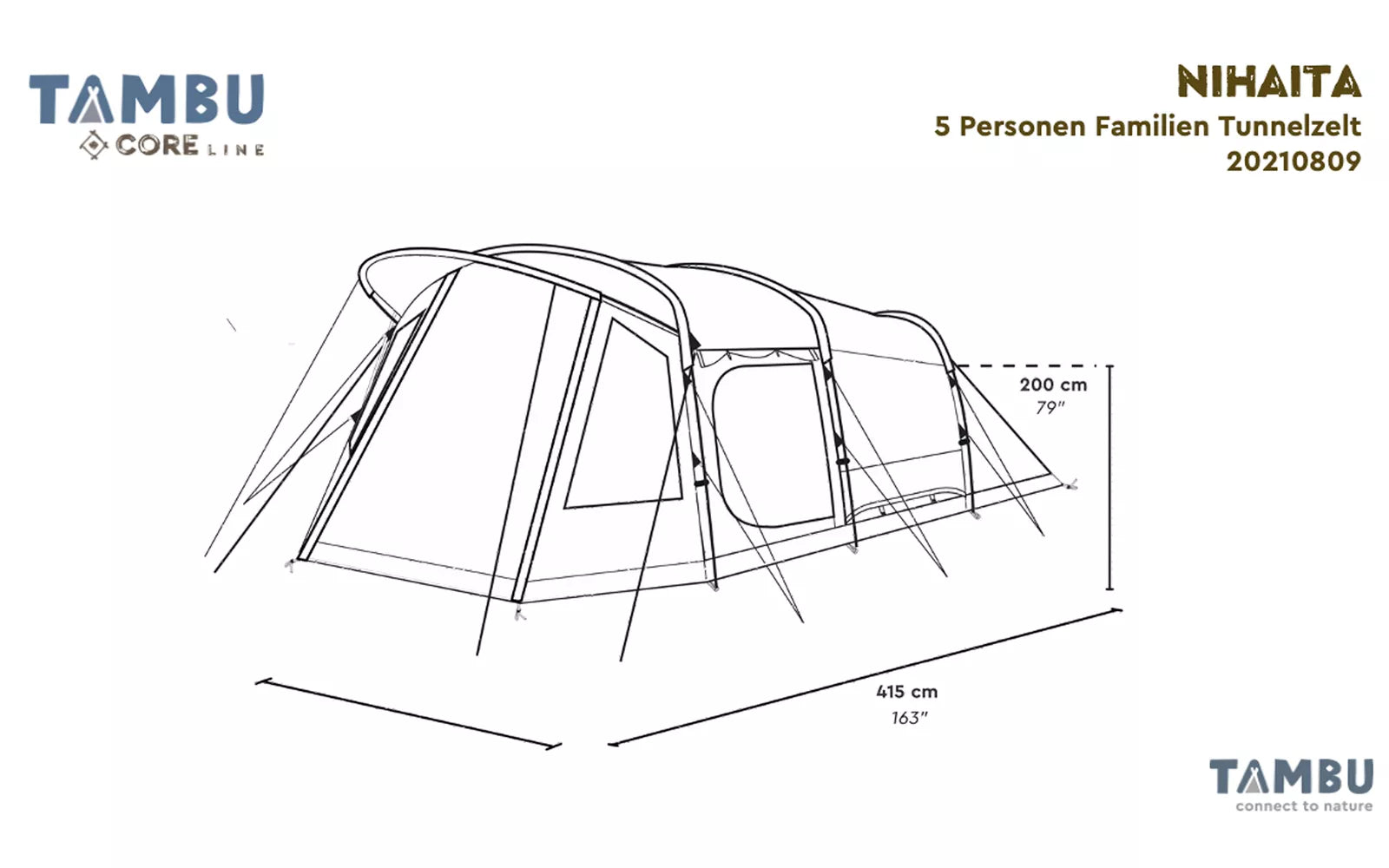 Tambu Nihaita - 5 Person Family Tunnel Tent