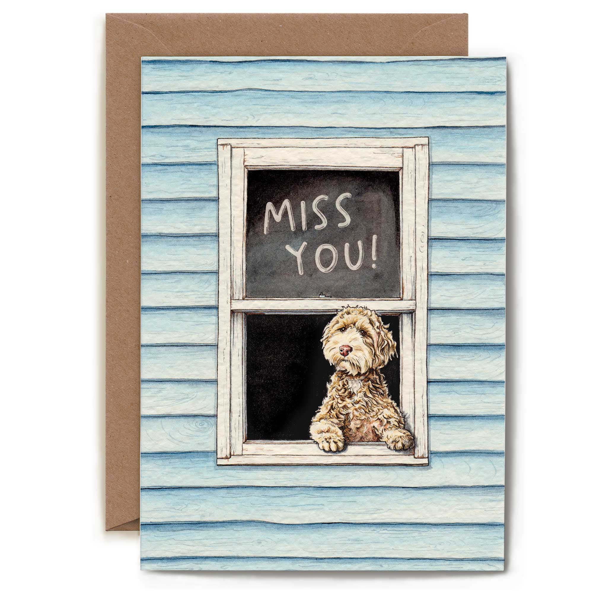 Miss You Dog Card by Bewilderbeest