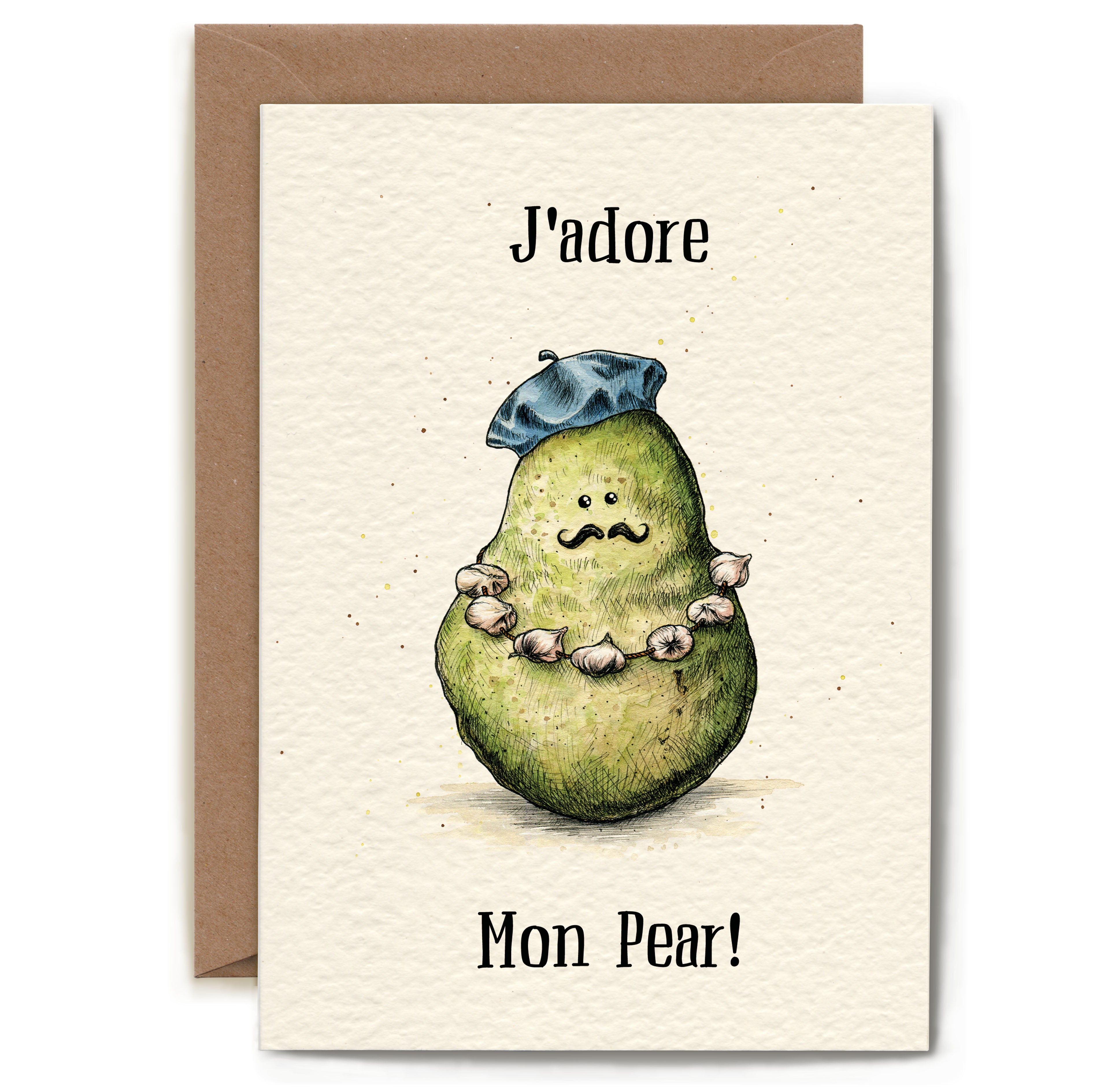 J'adore Mon Pear Card by Bewilderbeest