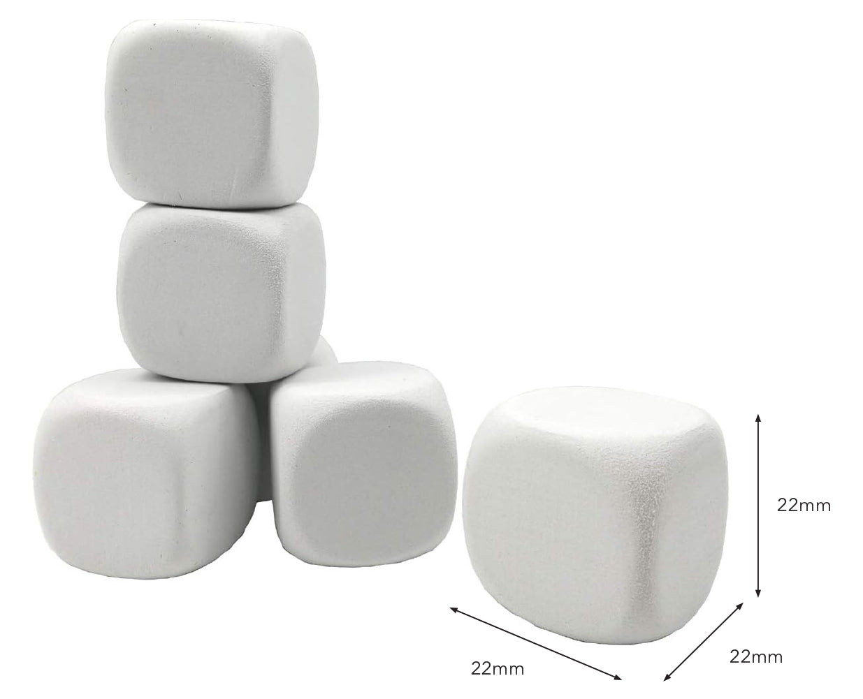6 Sided Blank White Dice - 5pcs
