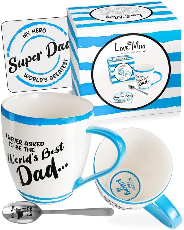 Love Mug®: Best Dad Mug, Coaster and Spoon Gift Set