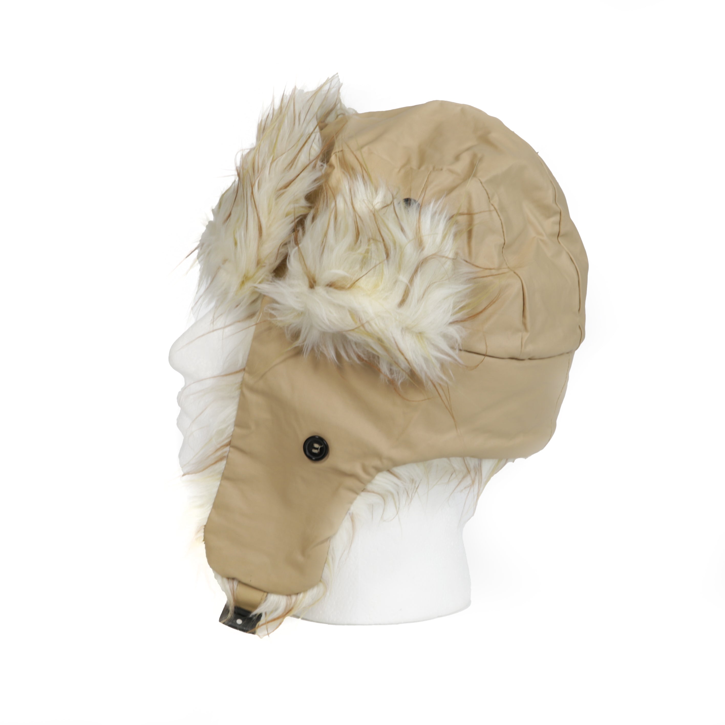 Arctic Fox Trapper Hat with Faux Fur - Beige