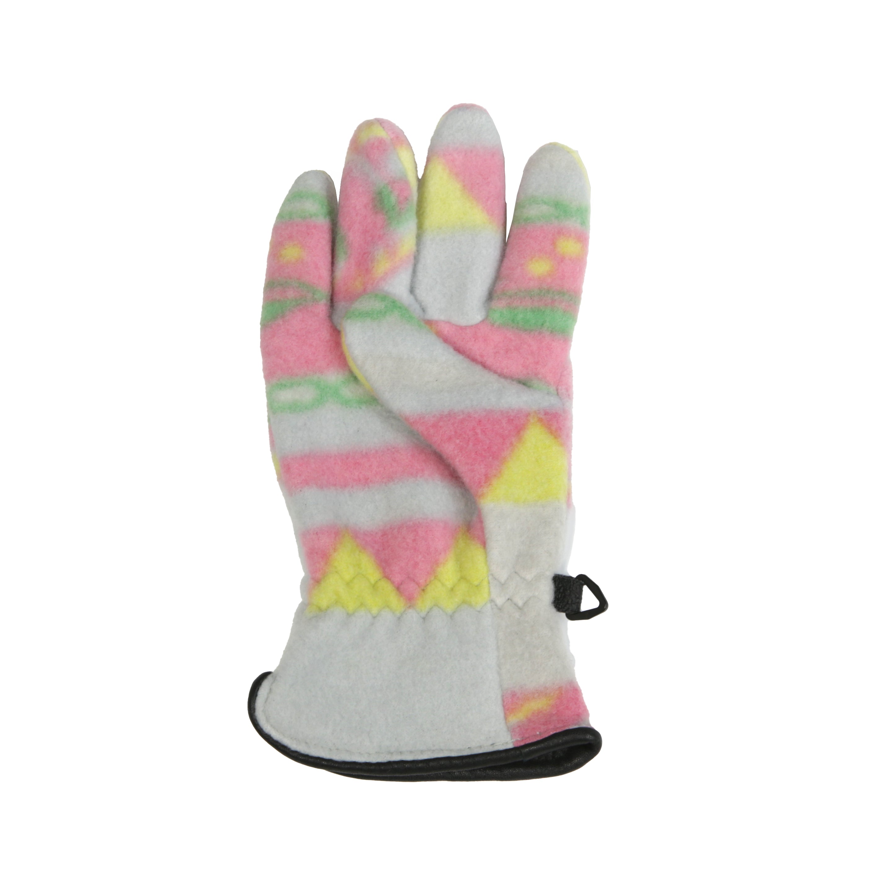 Kids Retro Print Fleece Gloves - Pink & White