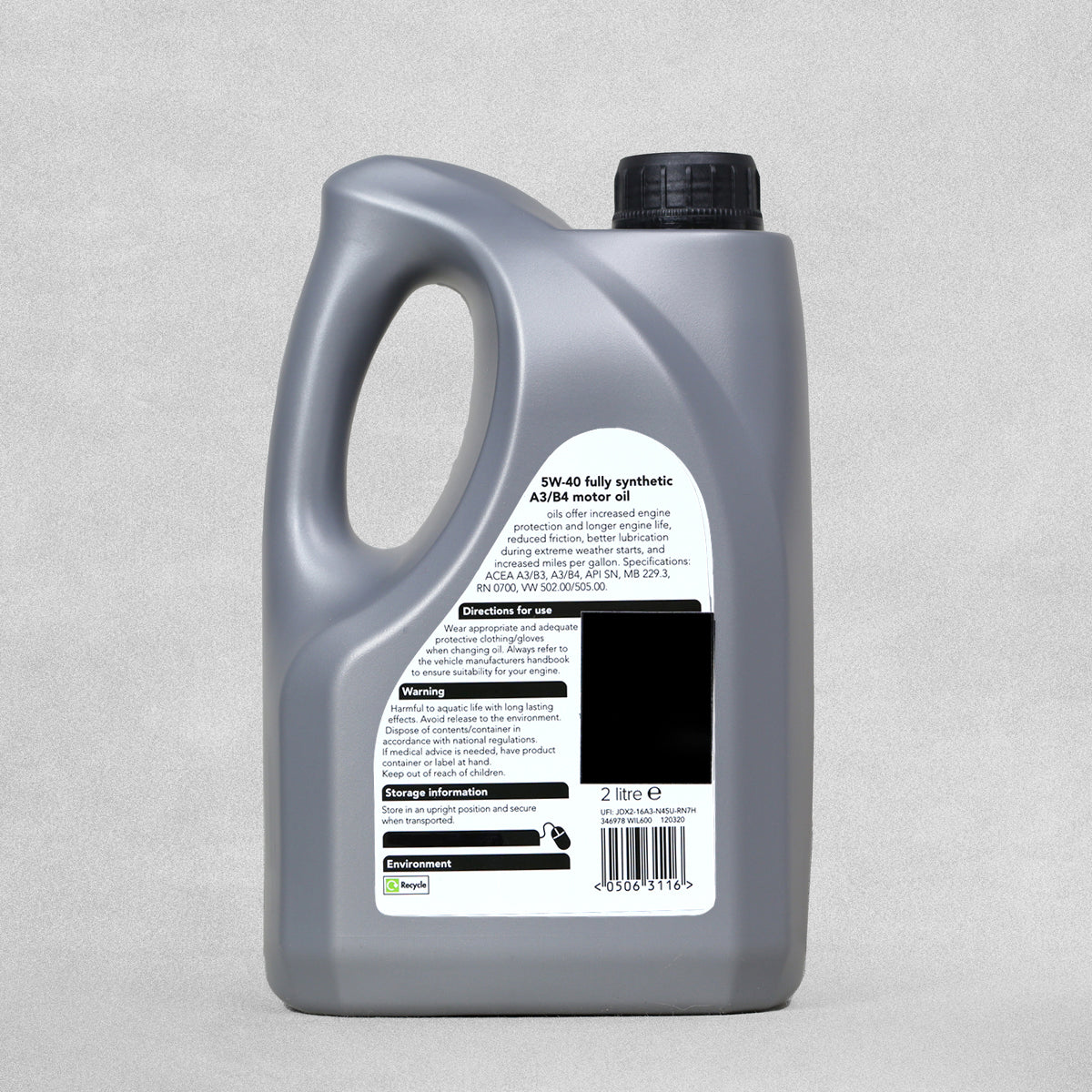 5W-40 Fully Synthetic A3/B4  Motor Oil - 2 Litres