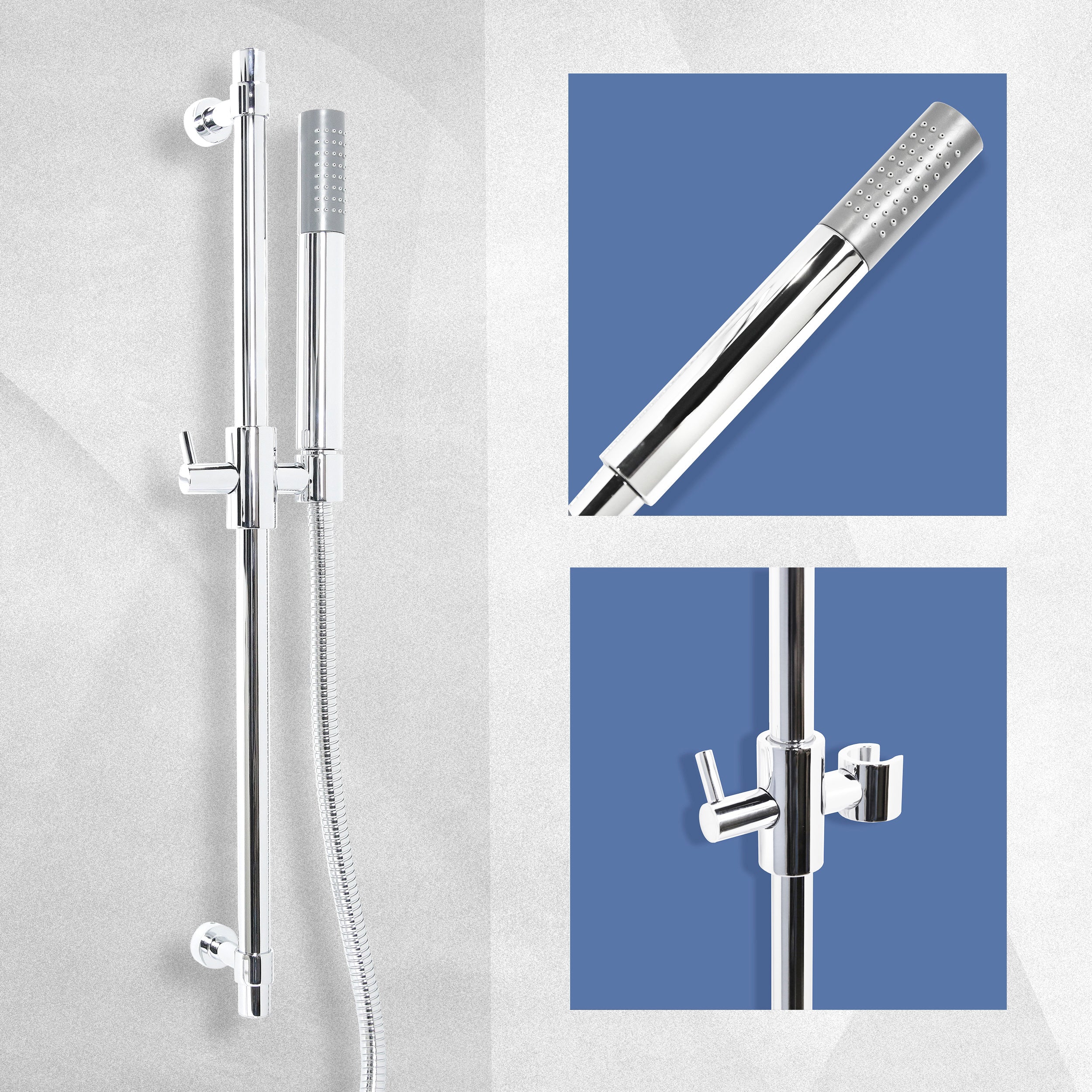 Shower Wall Riser Rail Kit with Round Microphone Headset