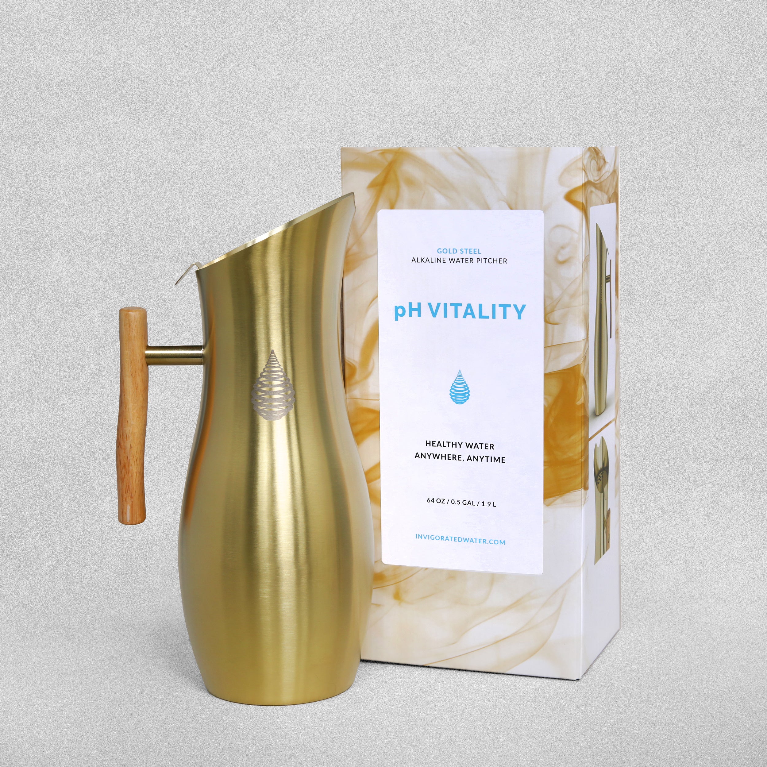 Invigorated Water Pitcher Jug - Gold Steel