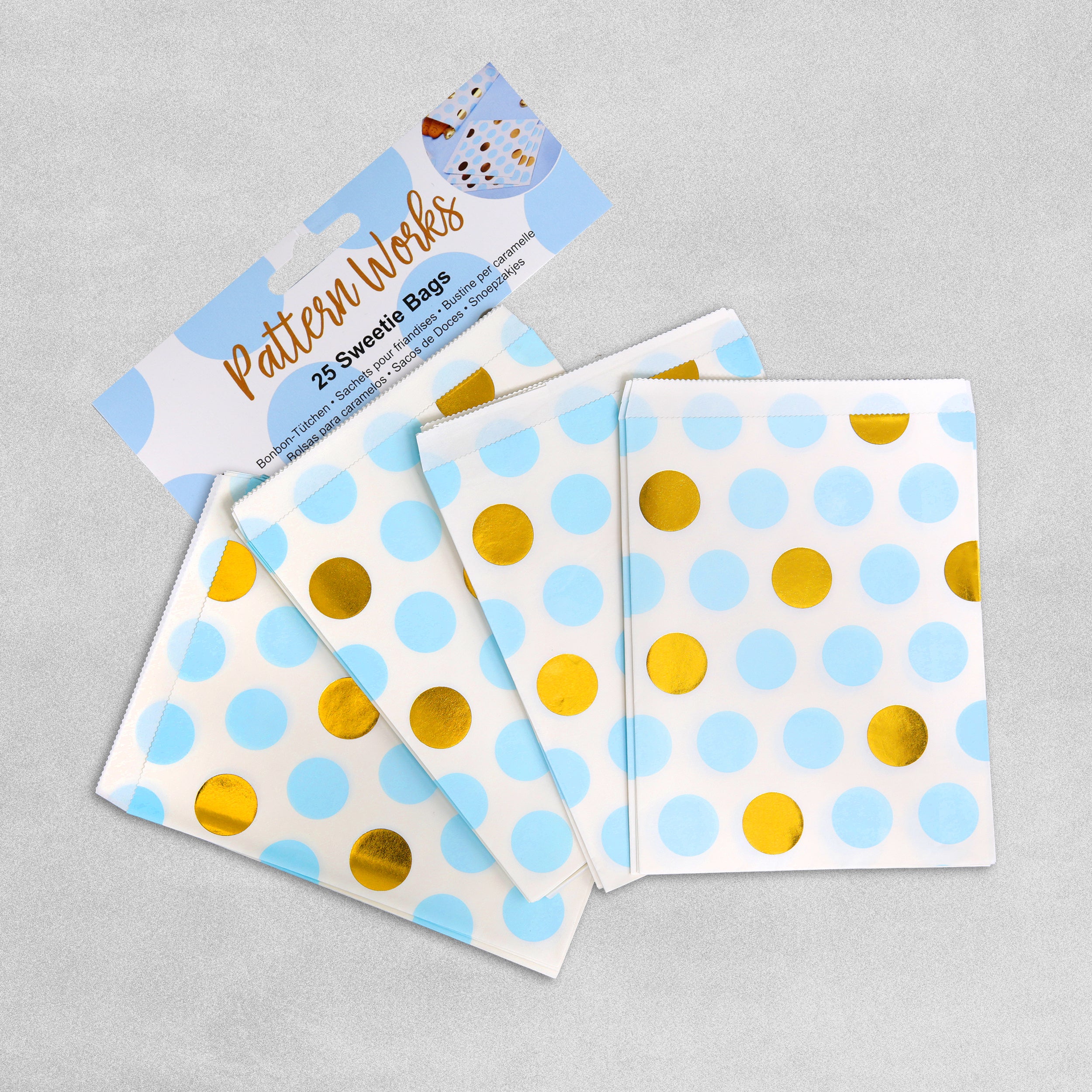 Blue & Gold Paper Sweetie Bags - Pack of 25