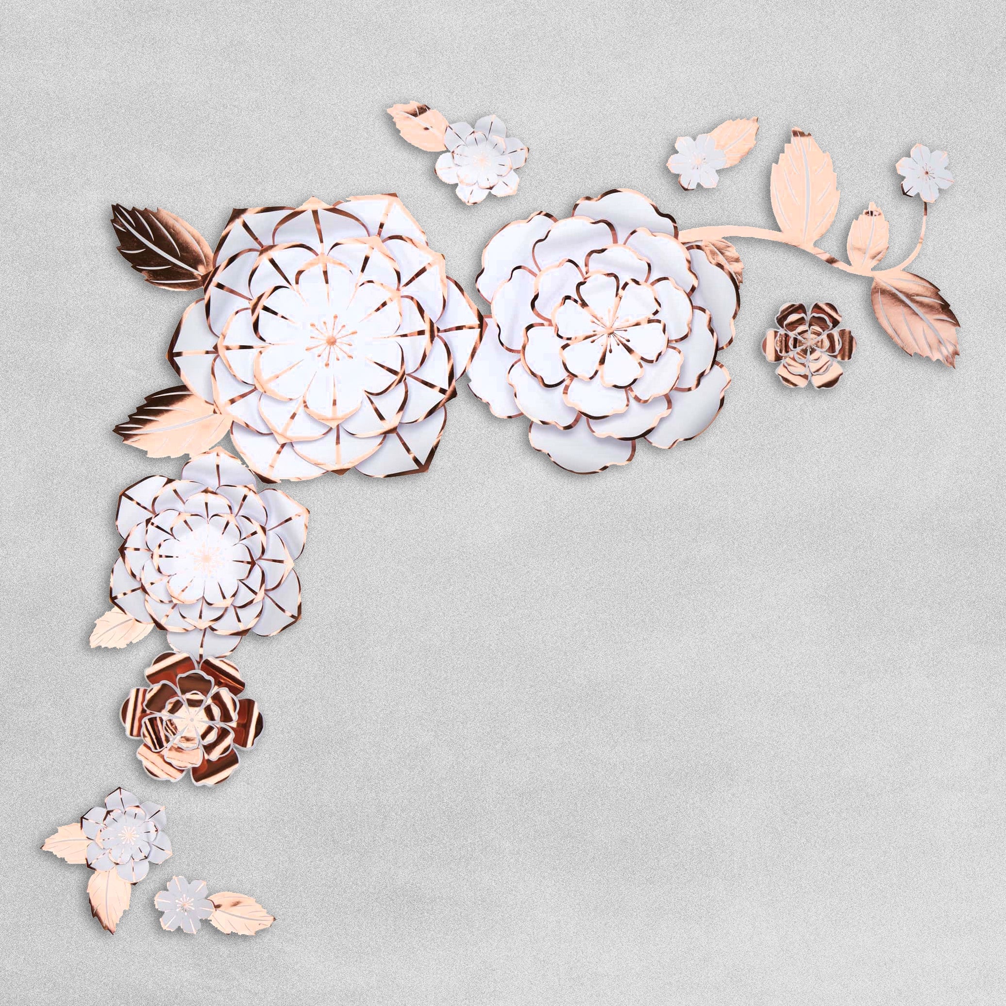 Paper Flower Decoration Wall Art Kit with Happy Birthday & Numbers - Rose Gold