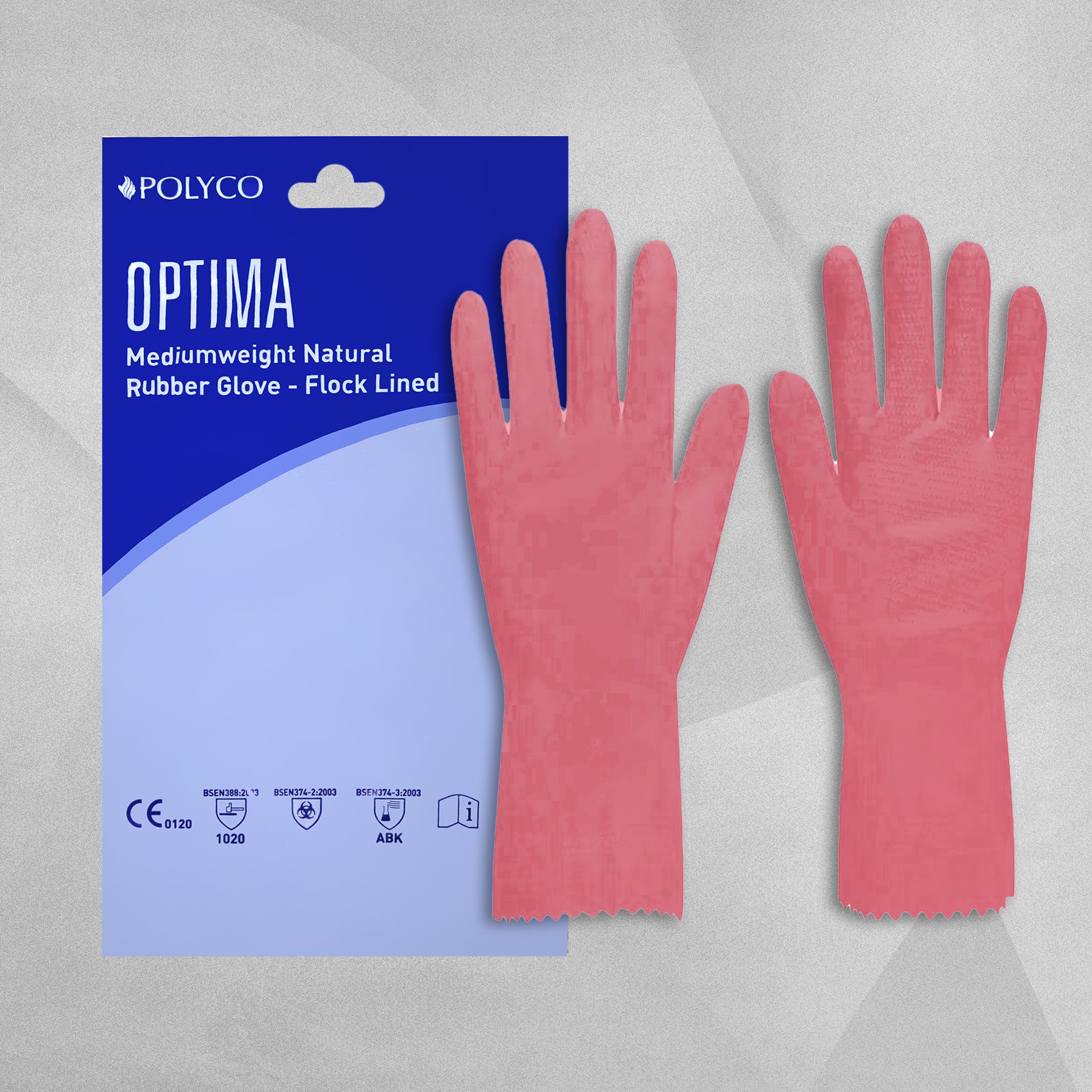 Polyco Optima Mediumweight Rubber Chemical Resistant Glove Pink - Size 10 XL