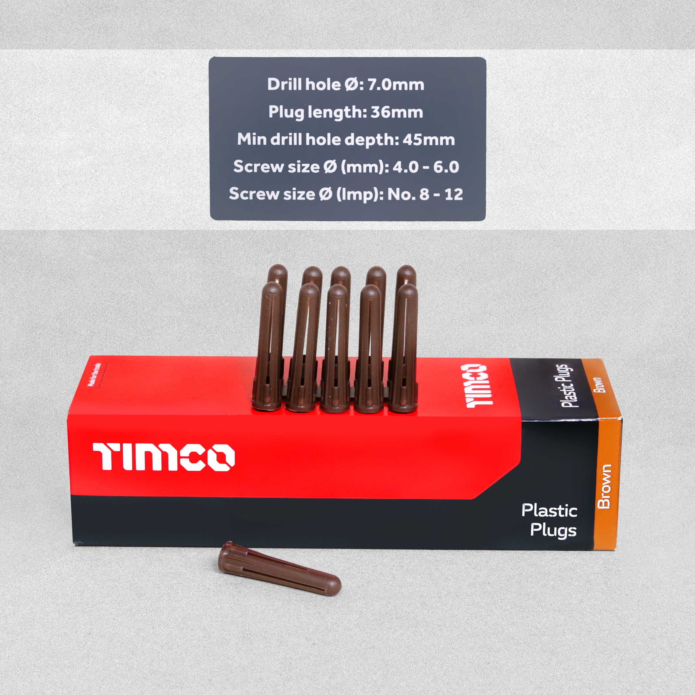 Timco Wall Plugs - Brown - Box of 100