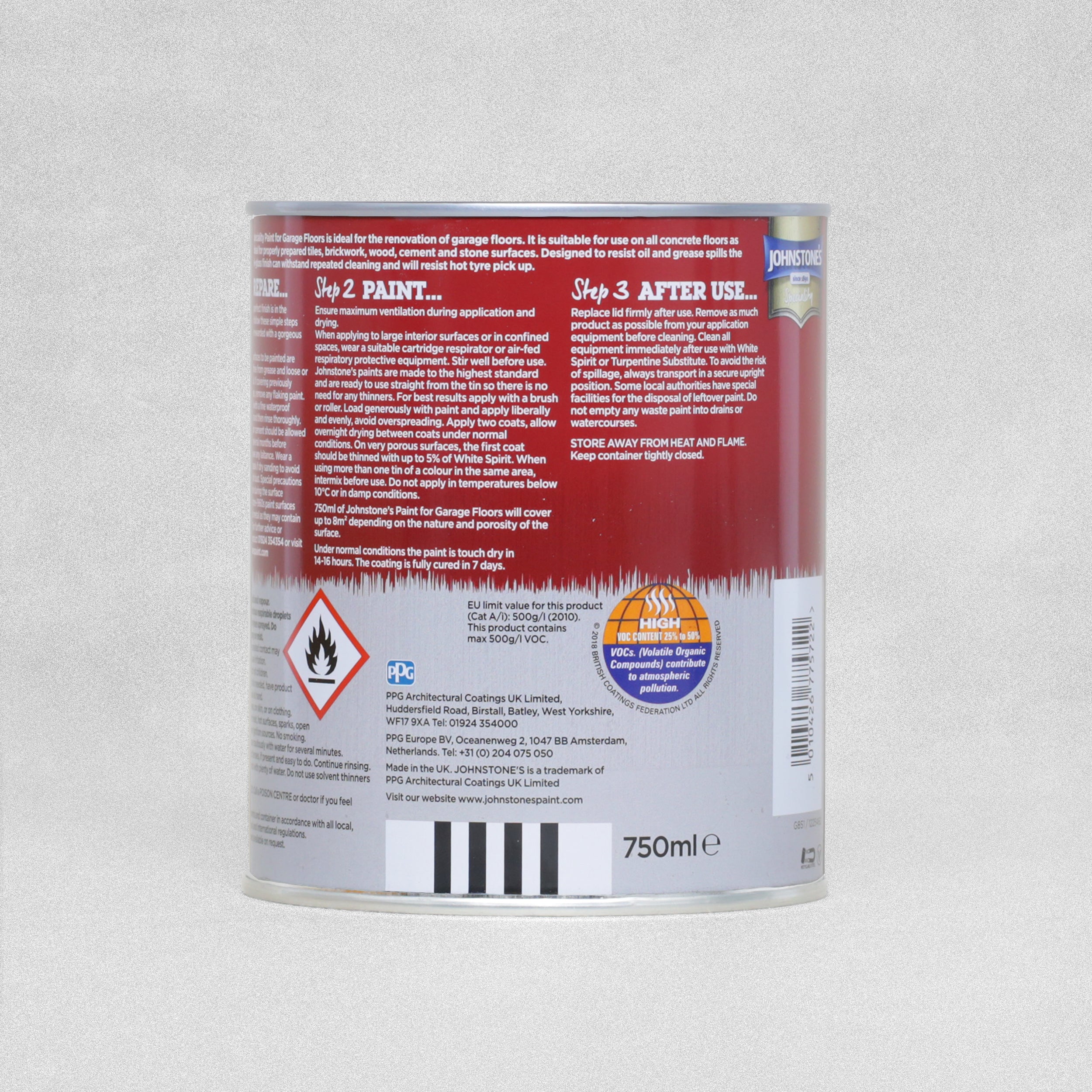 Johnstone's Speciality Paint for Garage Floors Tile Red Paint - 750ml